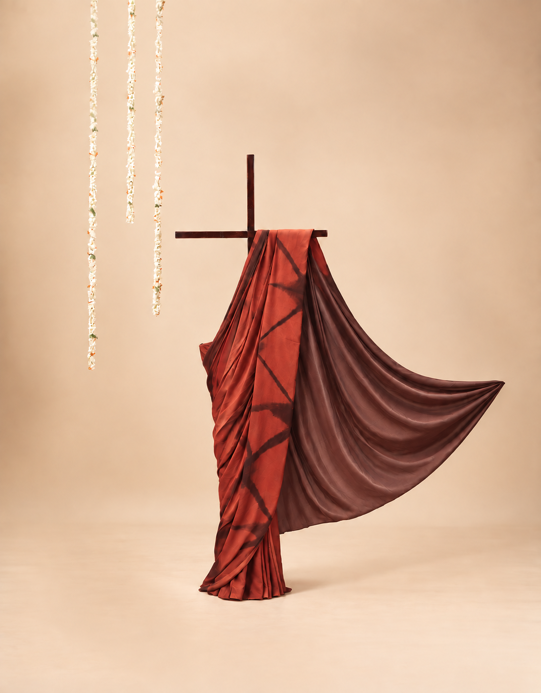Orange and Rust  modal Silk with Shibori