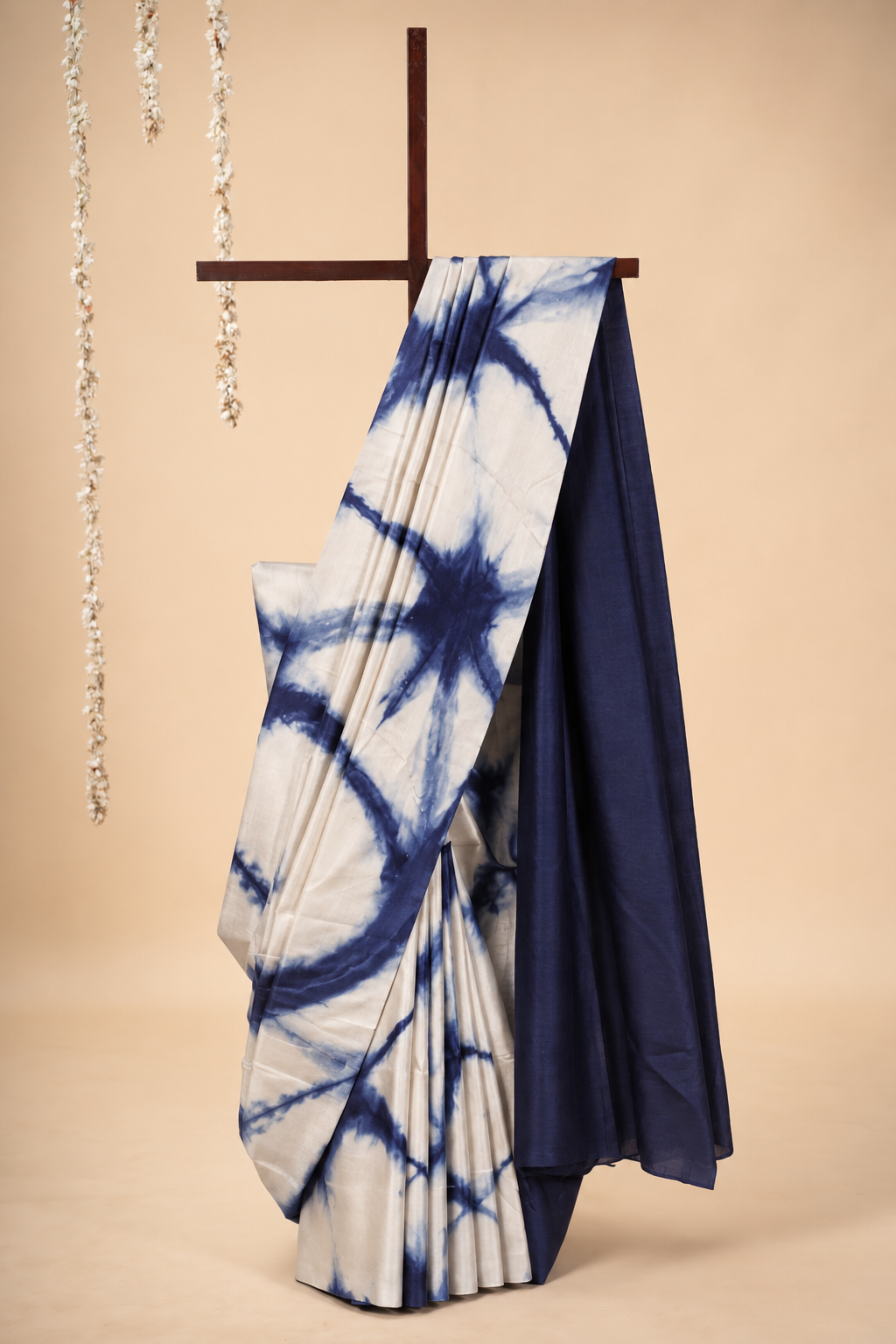 Indigo and white modal Silk with Shibori