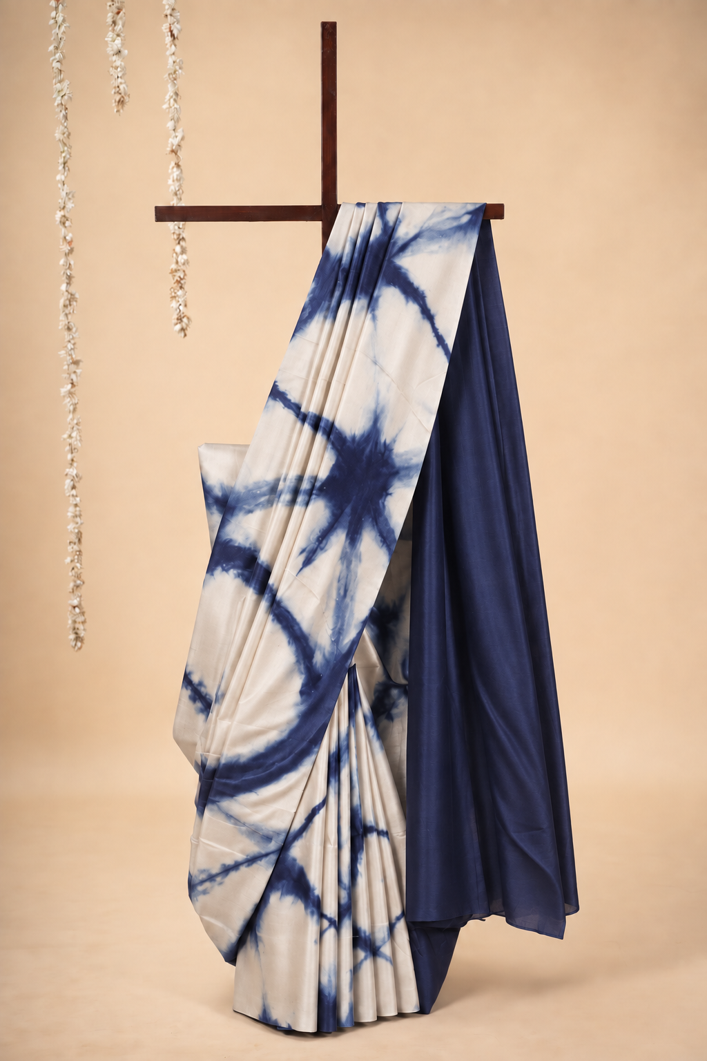 Indigo and white modal Silk with Shibori