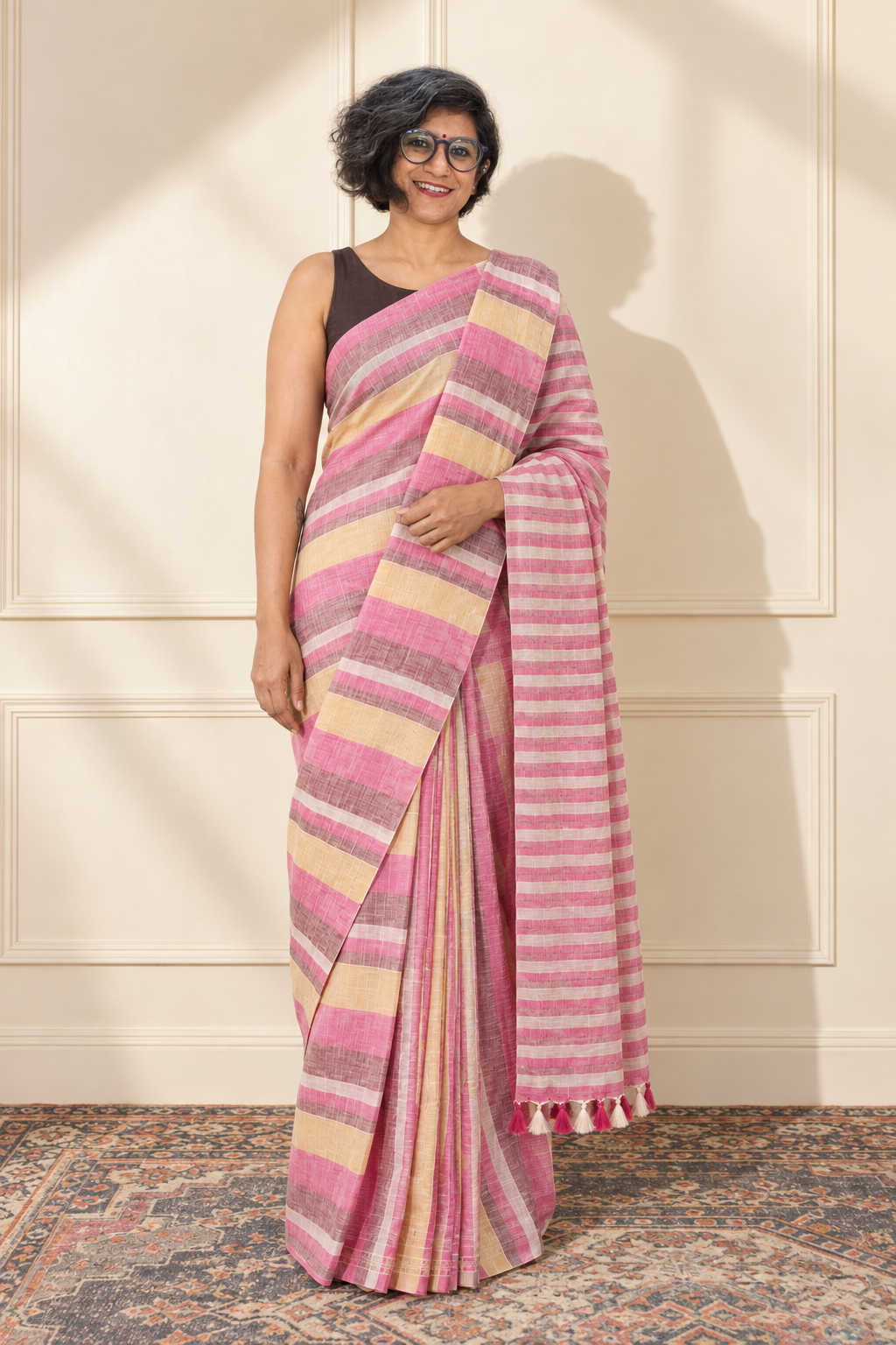 Pink Brown Yellow Stripe