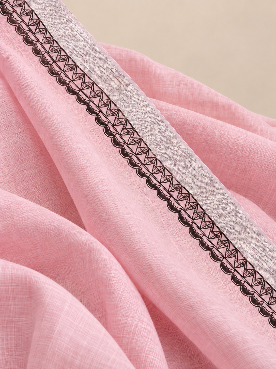 Light Pink  Handpainted Madhubani on Linen