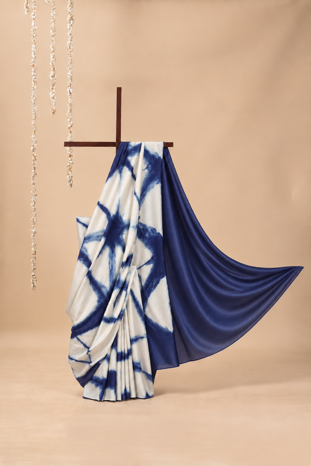 Indigo and white modal Silk with Shibori