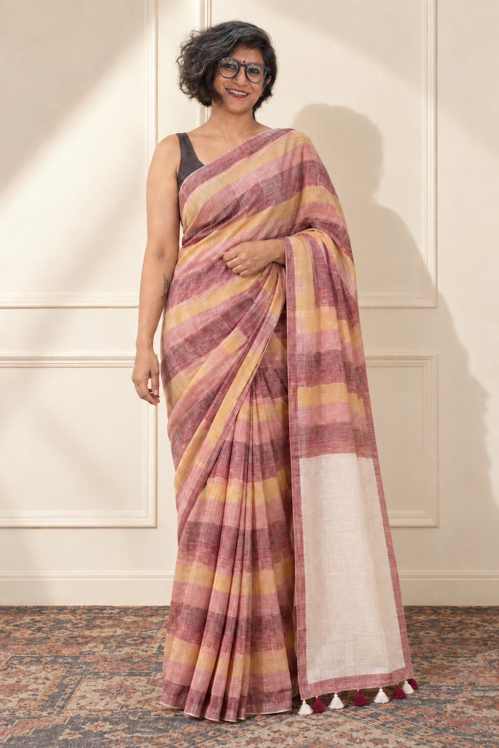 Yellow pink brown rust Stripe