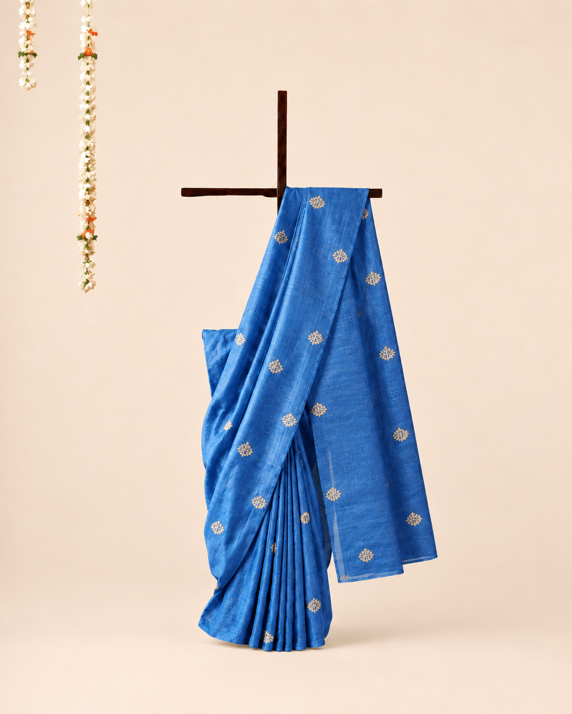 Sky Blue Gicha Tussar Silk Saree with Embriodery