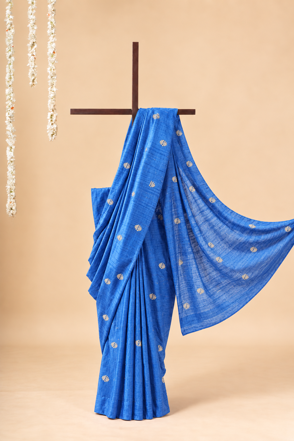 Sky Blue Gicha Tussar Silk Saree with Embriodery