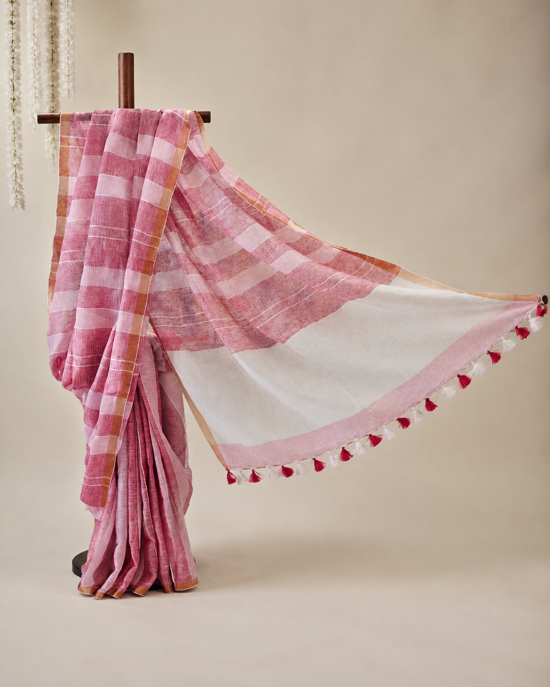 Pink and Pink Stripe with Golden border