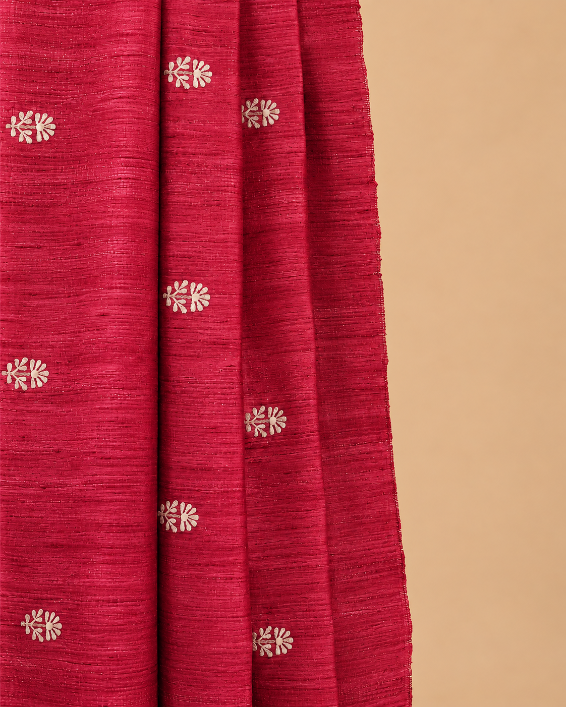 Absolute Red Gicha Tussar Silk Saree with Embriodery