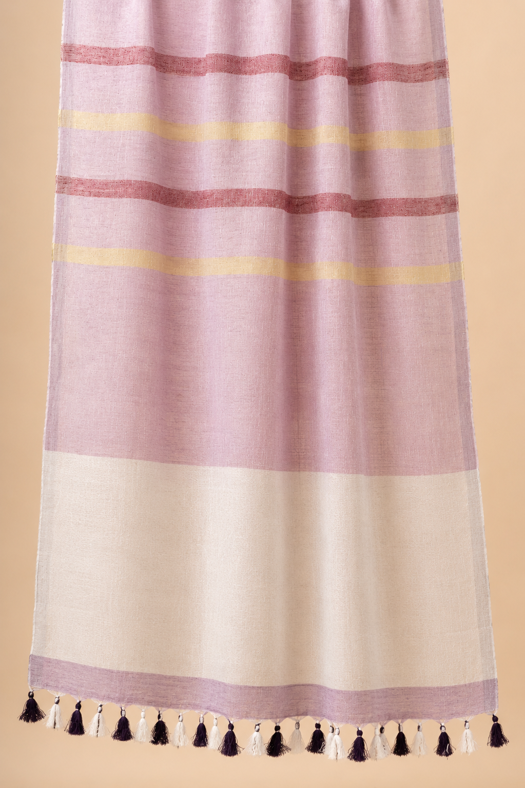 Pink yellow rust Stipe with silver border with hint of green
