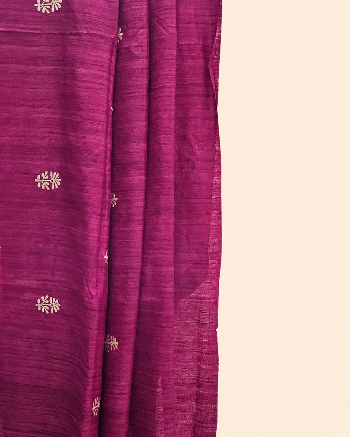 Rani Pink Gicha Tussar Silk Saree with Embriodery