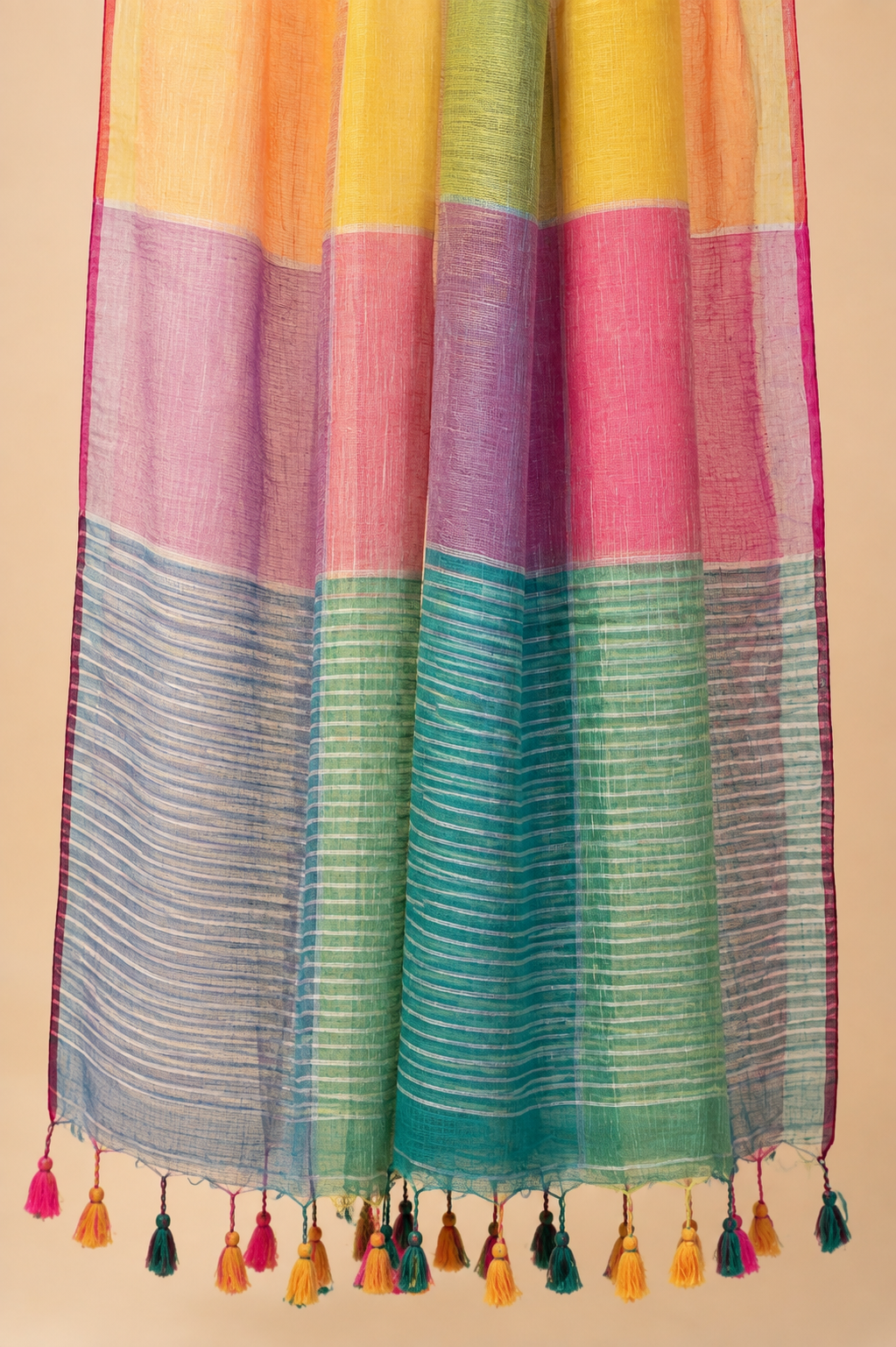 Bubblegum colour Linen by Line Saree