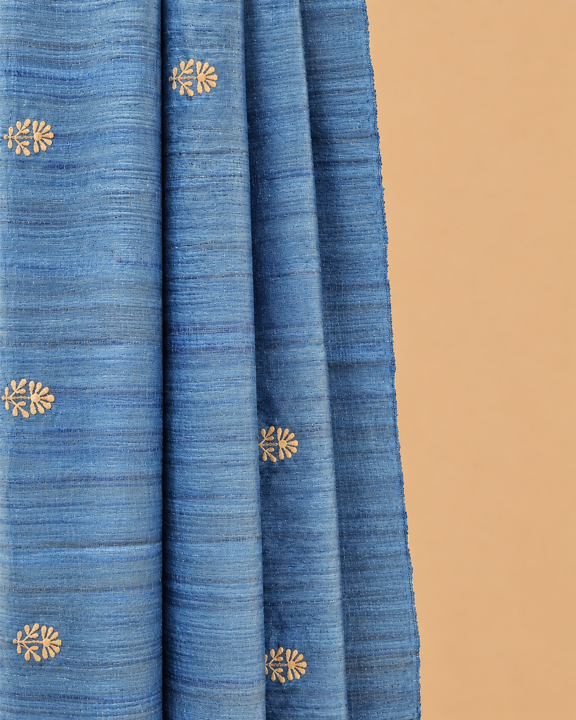 Sky Blue Gicha Tussar Silk Saree with Embriodery
