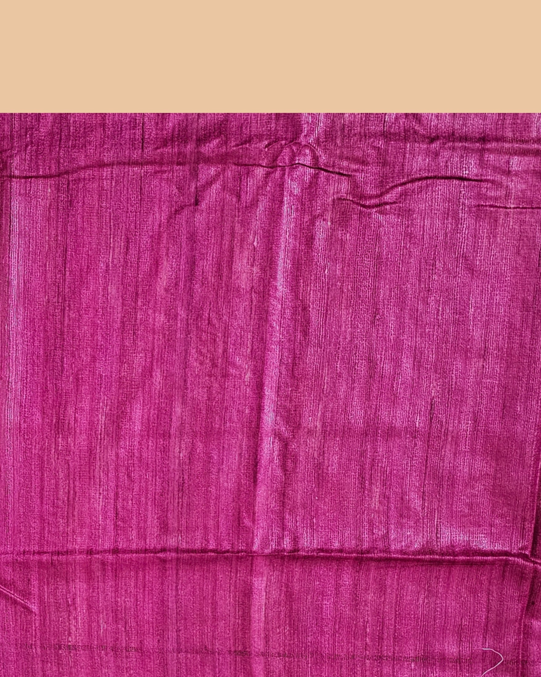 Rani Pink Gicha Tussar Silk Saree with Embriodery