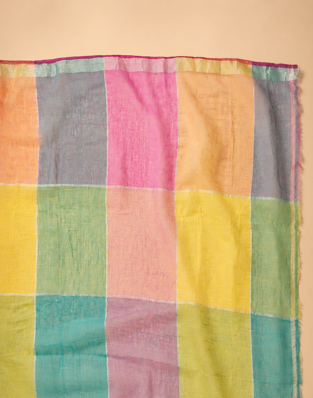 Bubblegum colour Linen by Line Saree