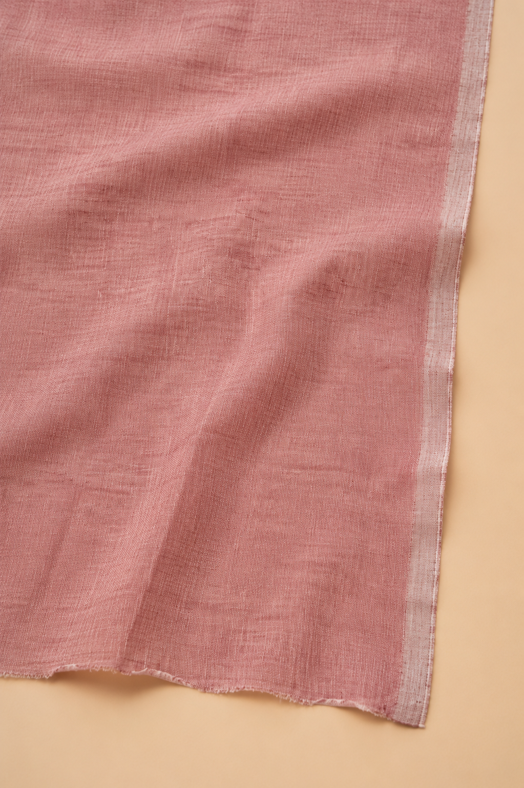 Linen Saree with Peach and blue stripe