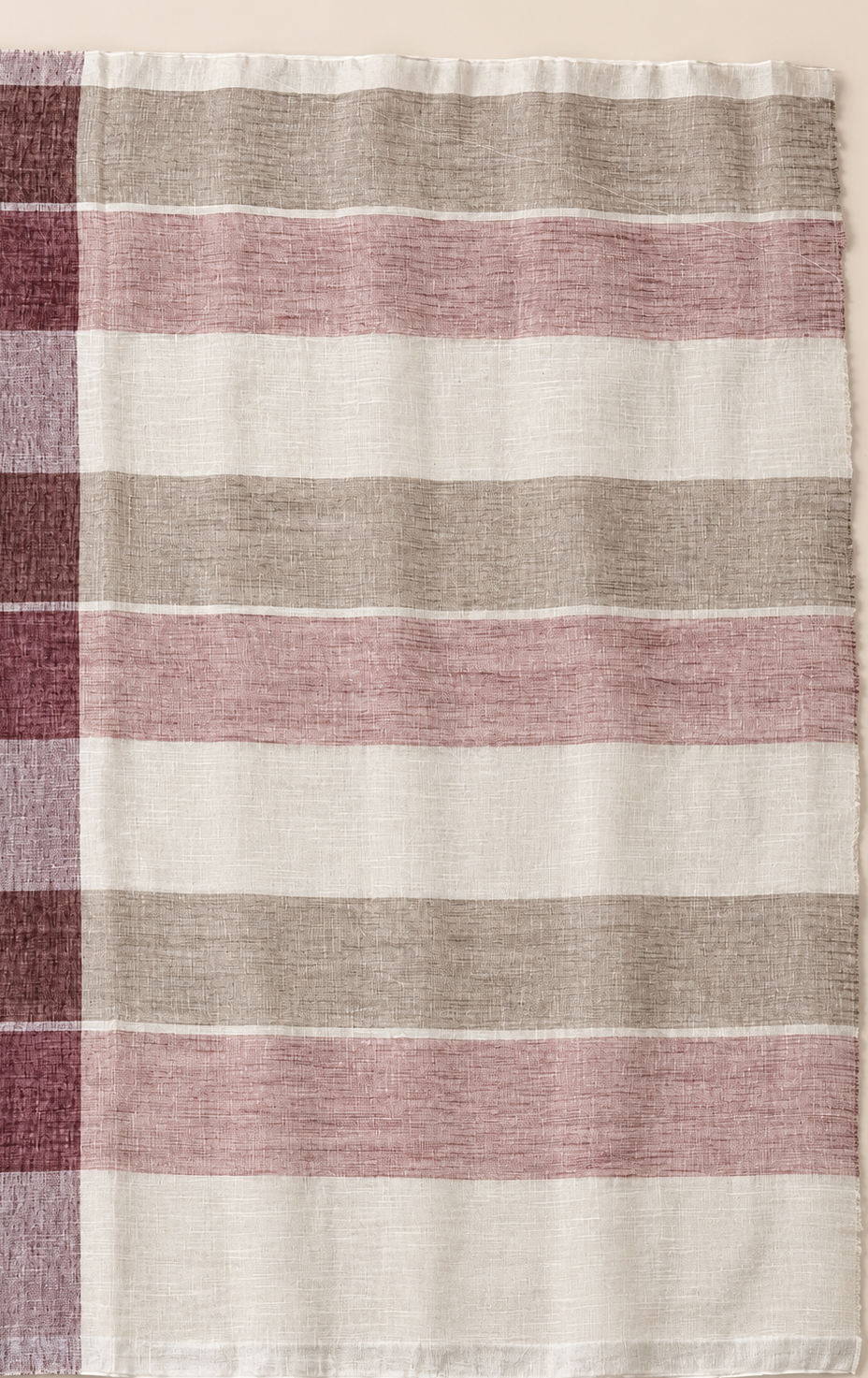 Red Wine ivory block linen by linen Saree