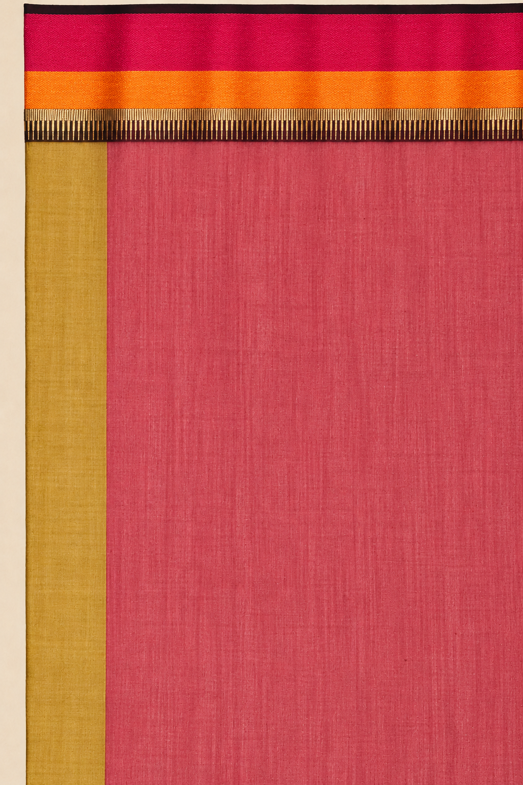 Mustard Cotton Silk Maheswari Saree