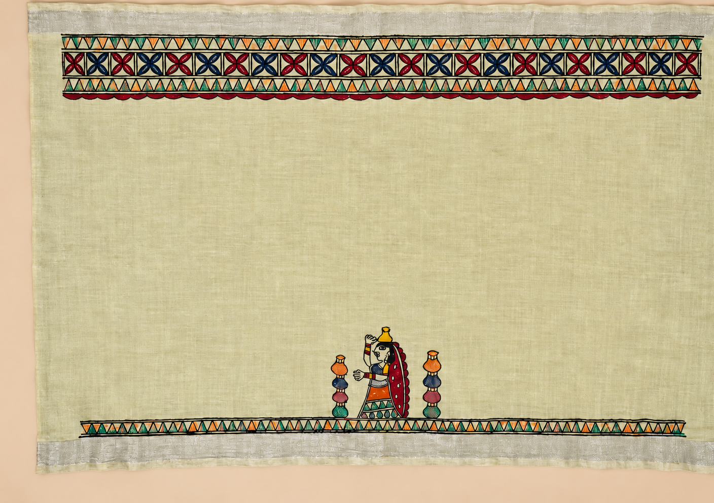 yellow Handpainted Madhubani on Linen