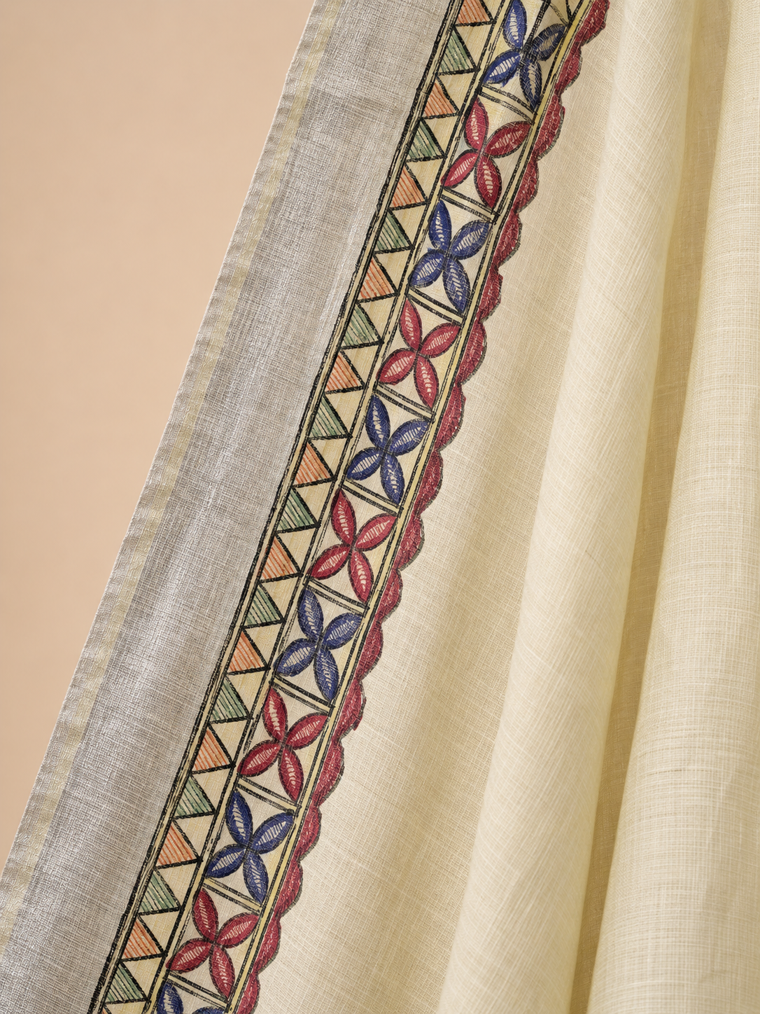 yellow Handpainted Madhubani on Linen