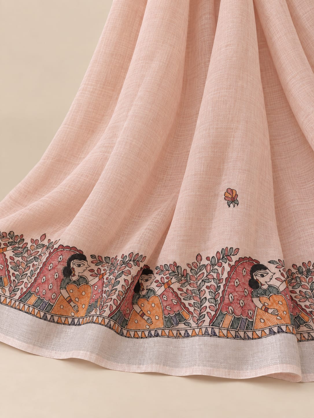 Lavender Handpainted Madhubani on Linen