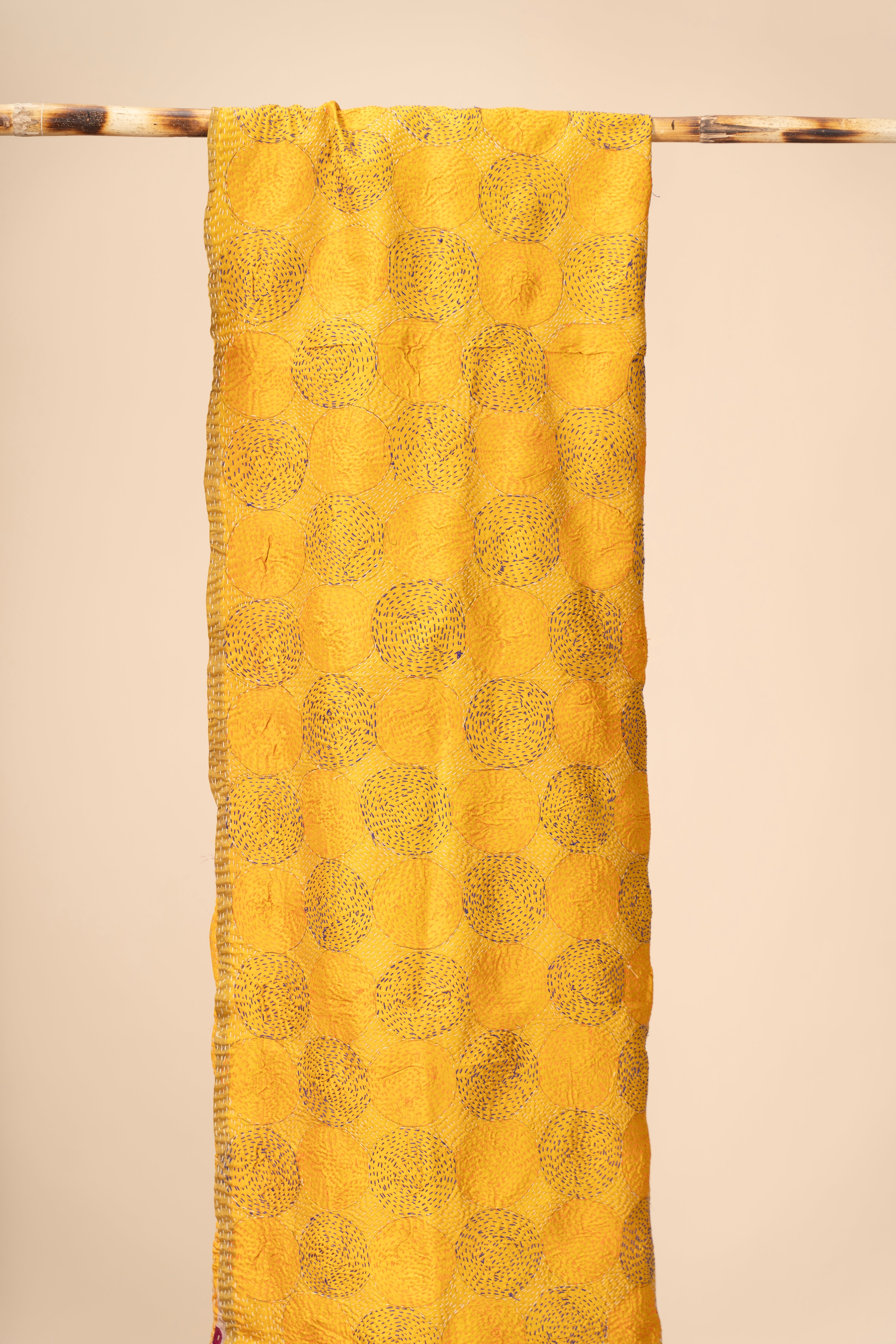 Up-cycled reversible silk Kantha Stitch Dupatta