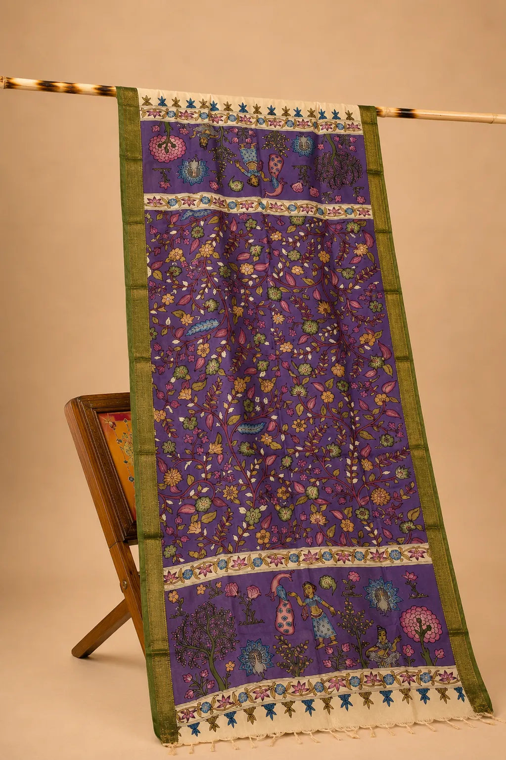 Hand Painted Kalamkari Dupatta