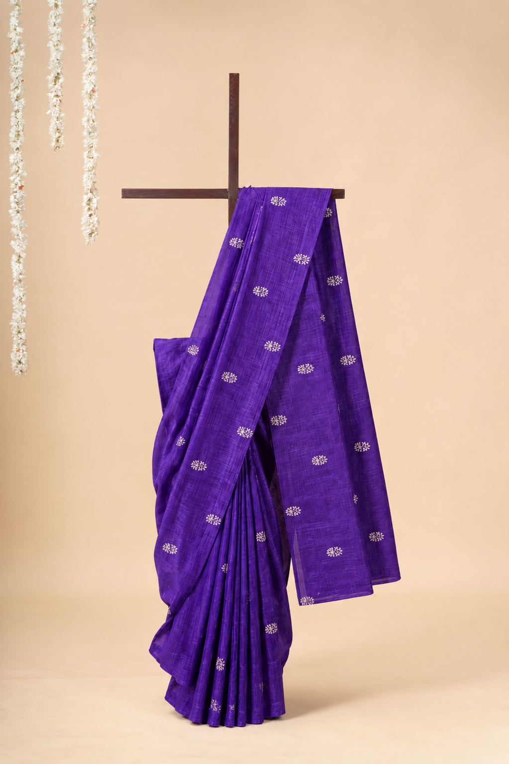 Royal Purple Gicha Tussar Silk Saree with Embriodery