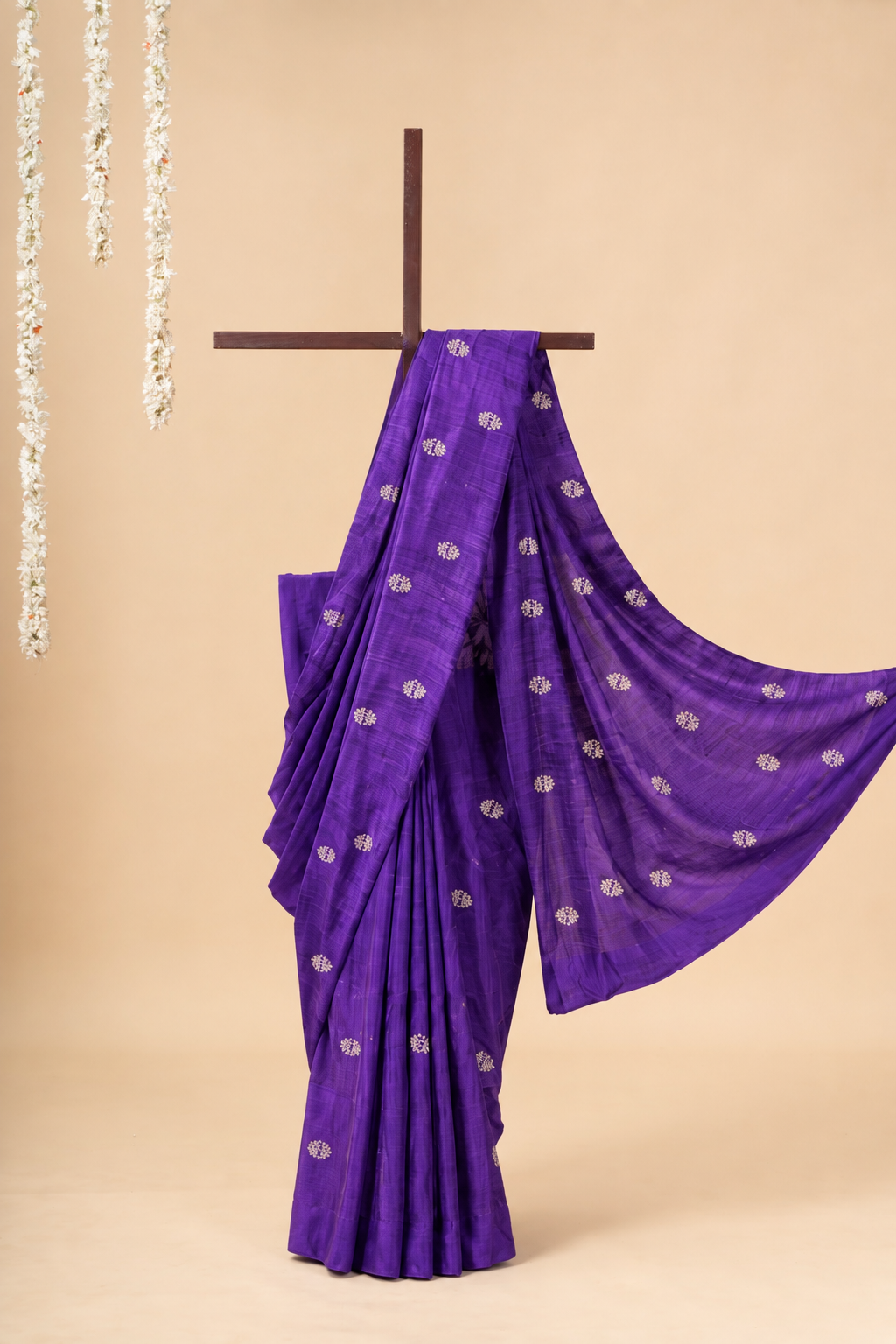 Royal Purple Gicha Tussar Silk Saree with Embriodery