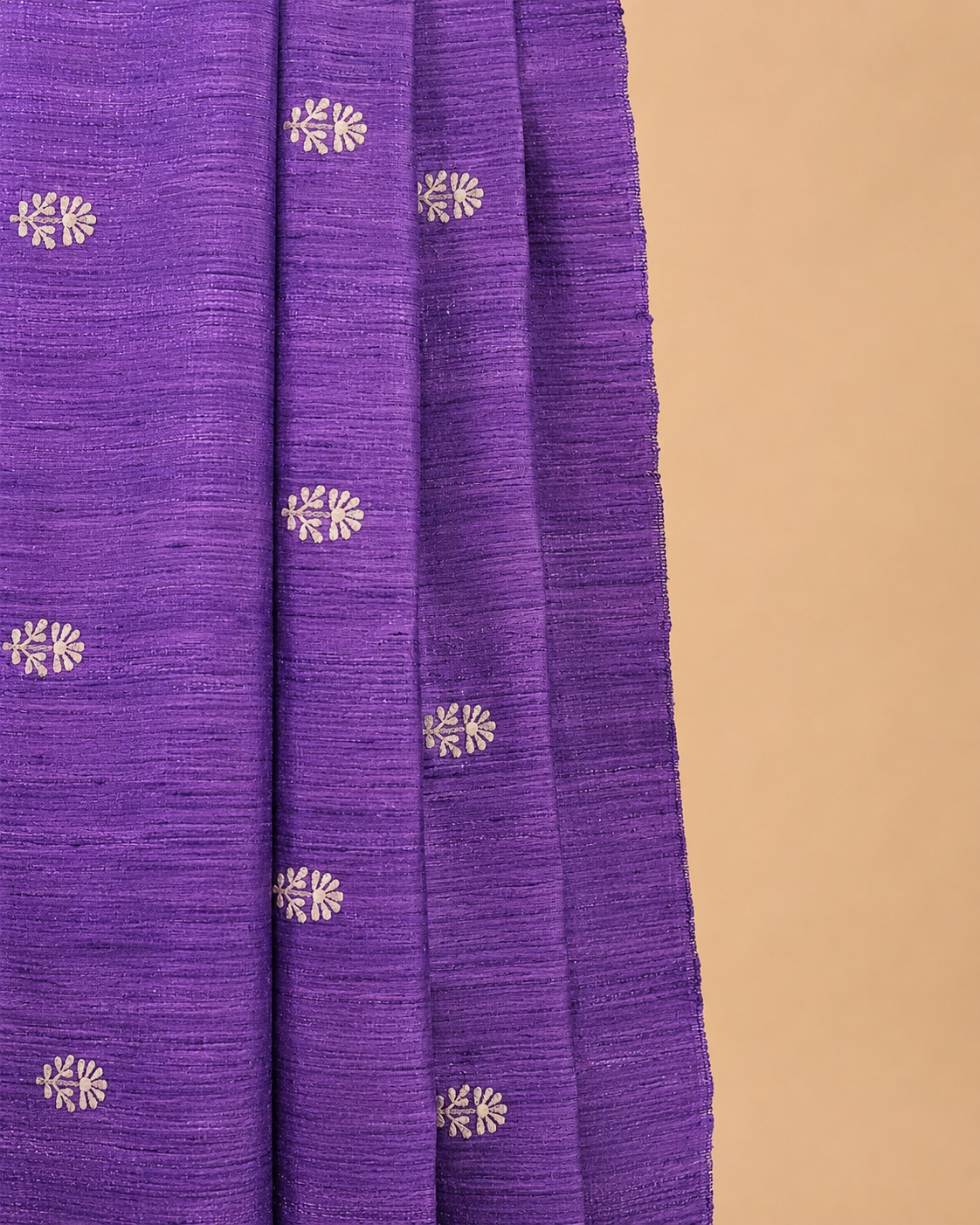 Royal Purple Gicha Tussar Silk Saree with Embriodery