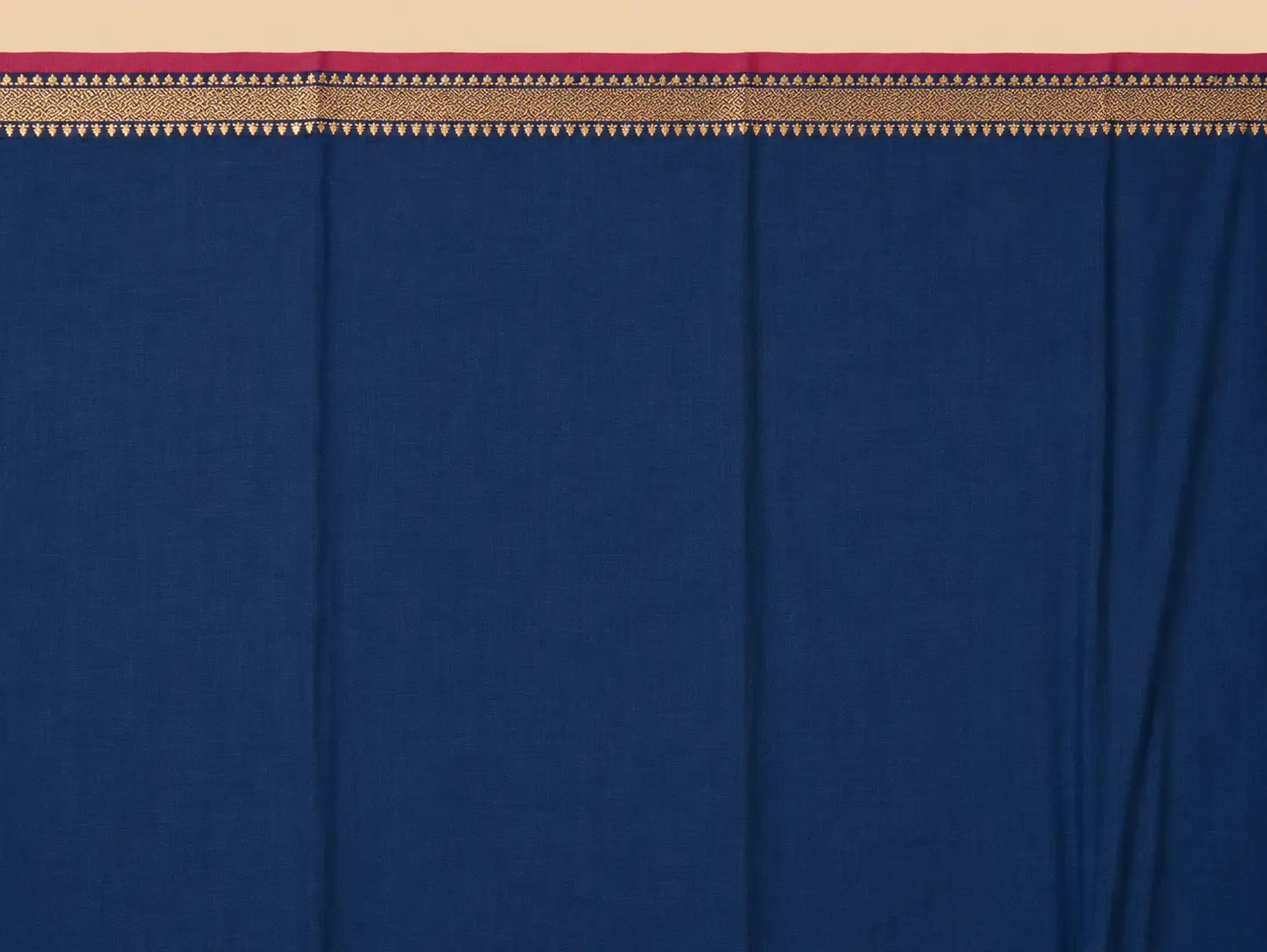 Indigo Narayanpet Handloom Cotton Saree with Thin Border