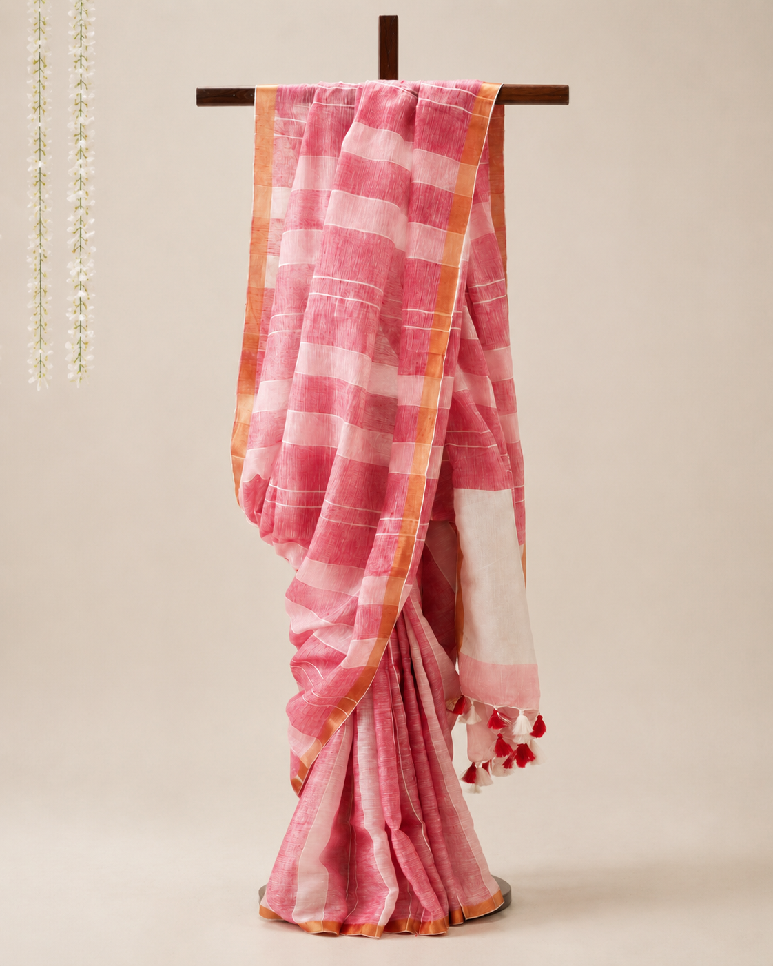 Pink and Pink Stripe with Golden border