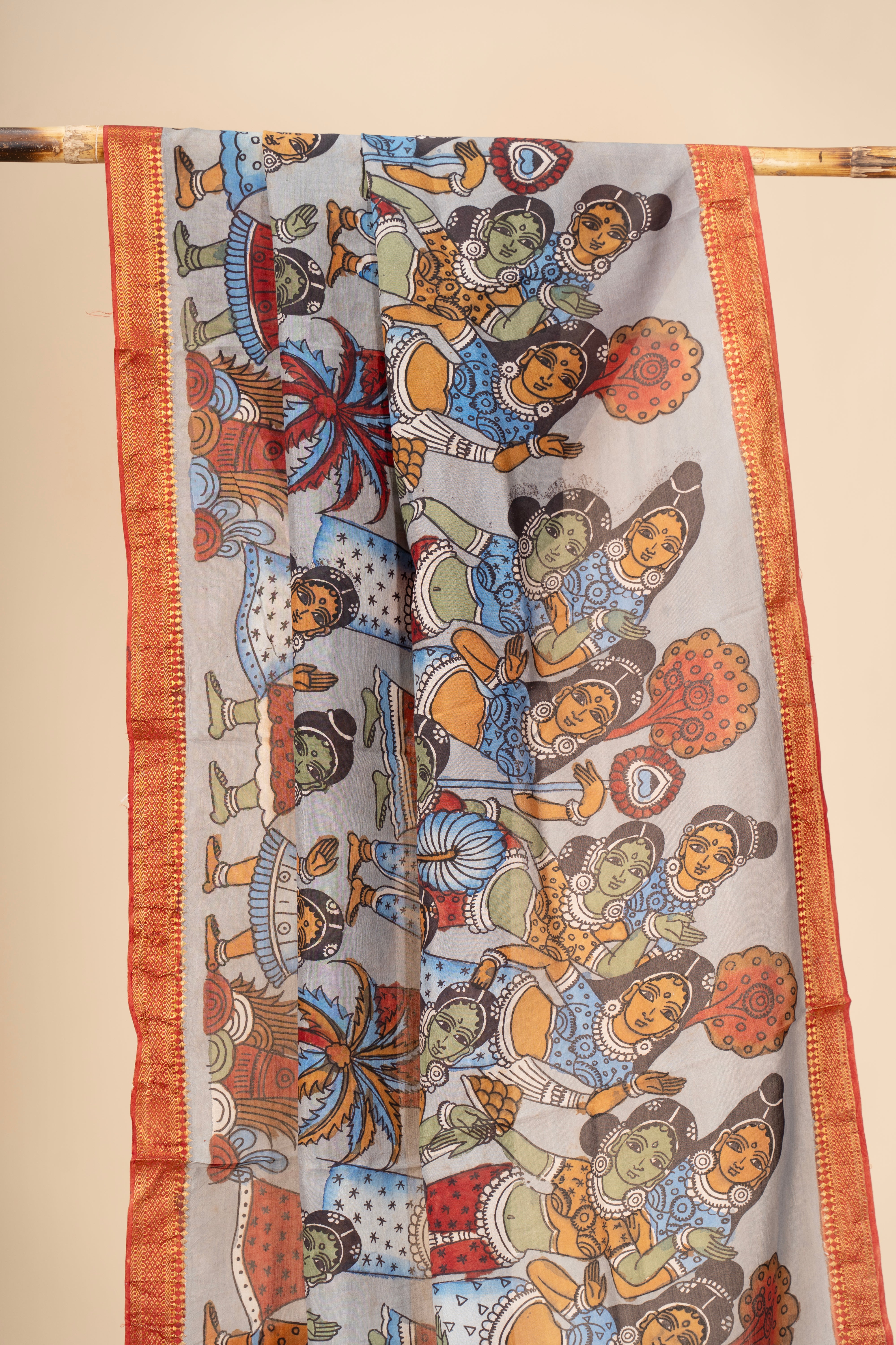 Hand Painted Kalamkari Dupatta on chennur silk