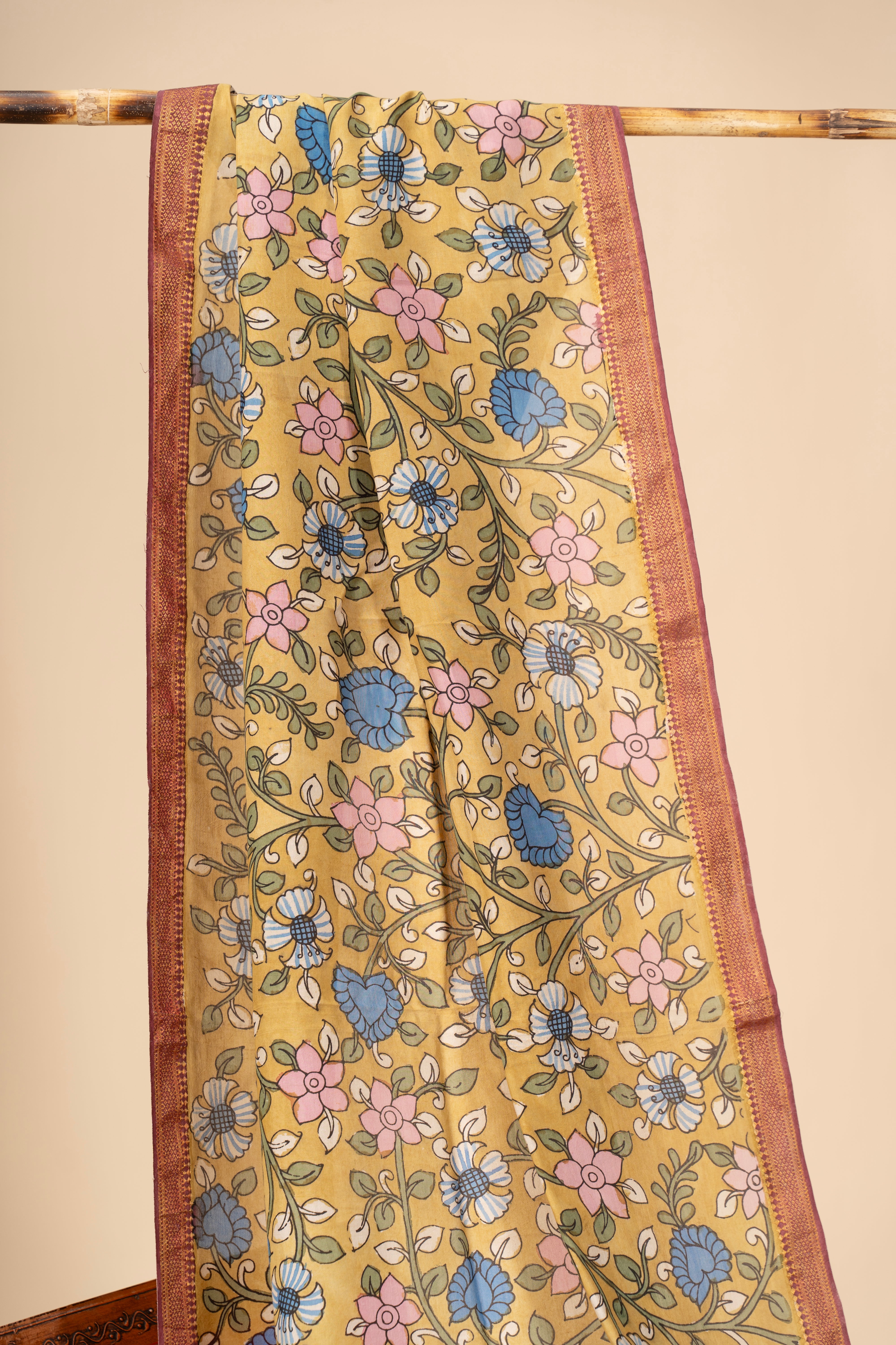 Hand Painted Kalamkari Dupatta on chennur silk