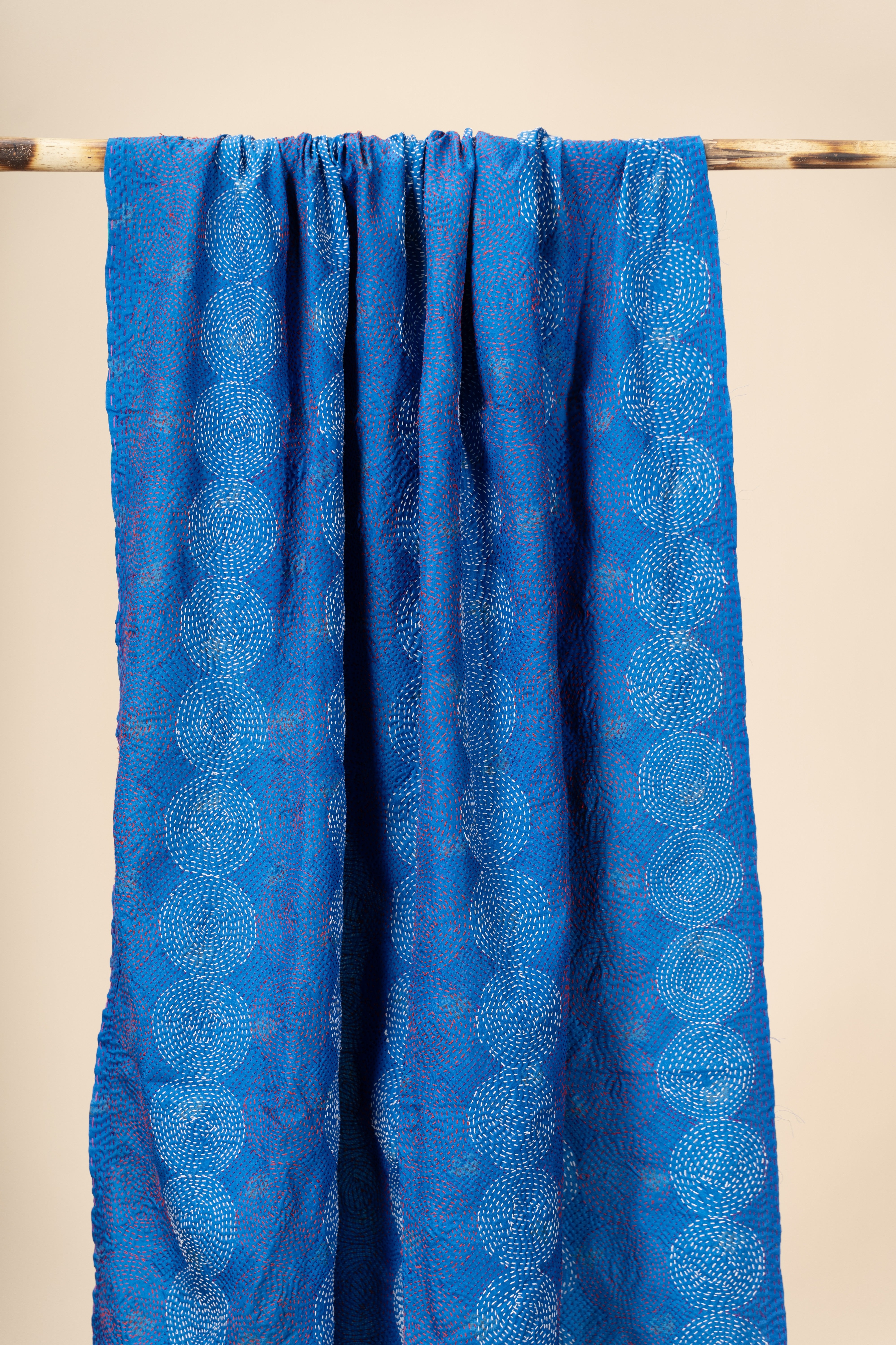 Up-cycled reversible silk Kantha Stitch Dupatta