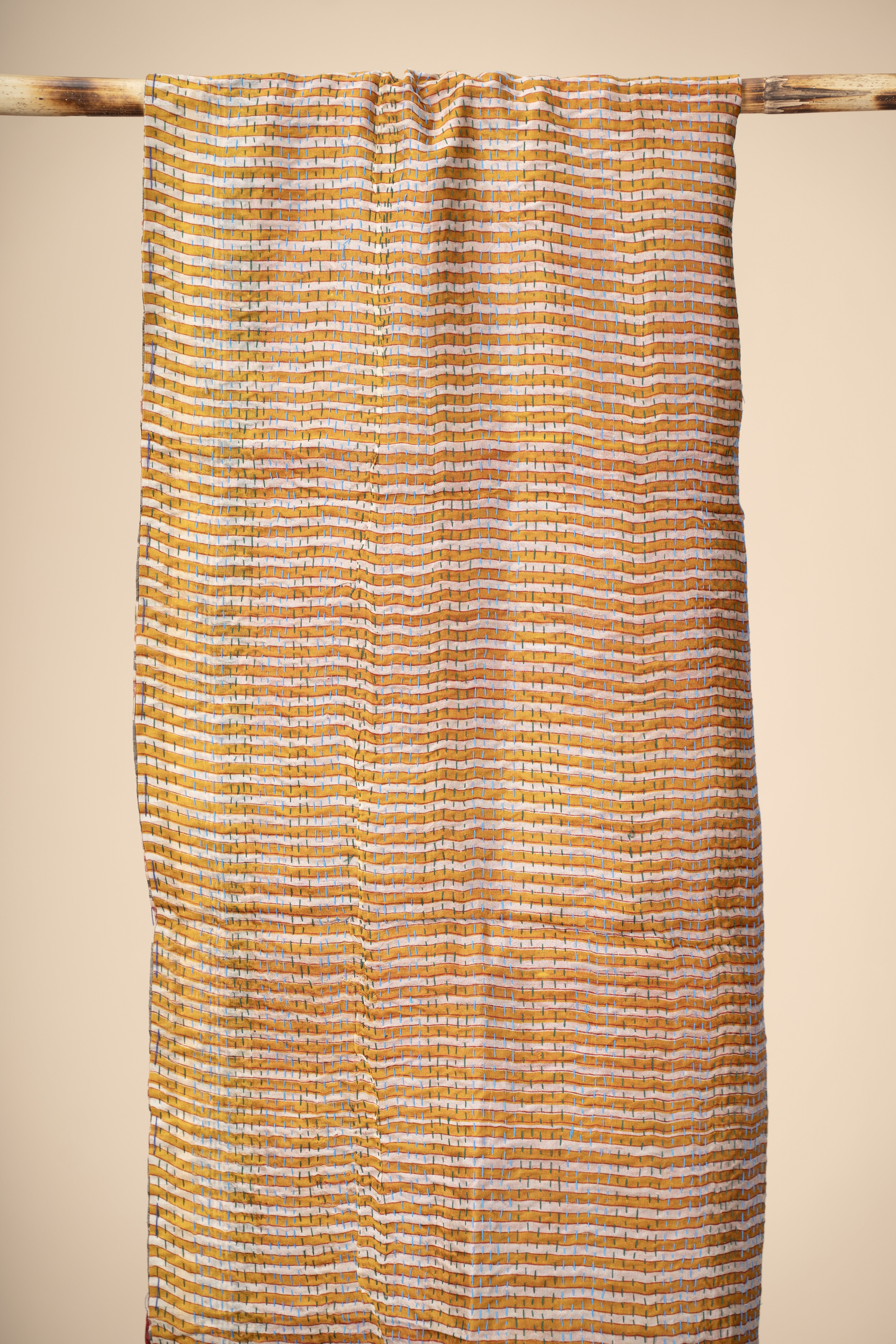 Up-cycled reversible silk Kantha Stitch Dupatta