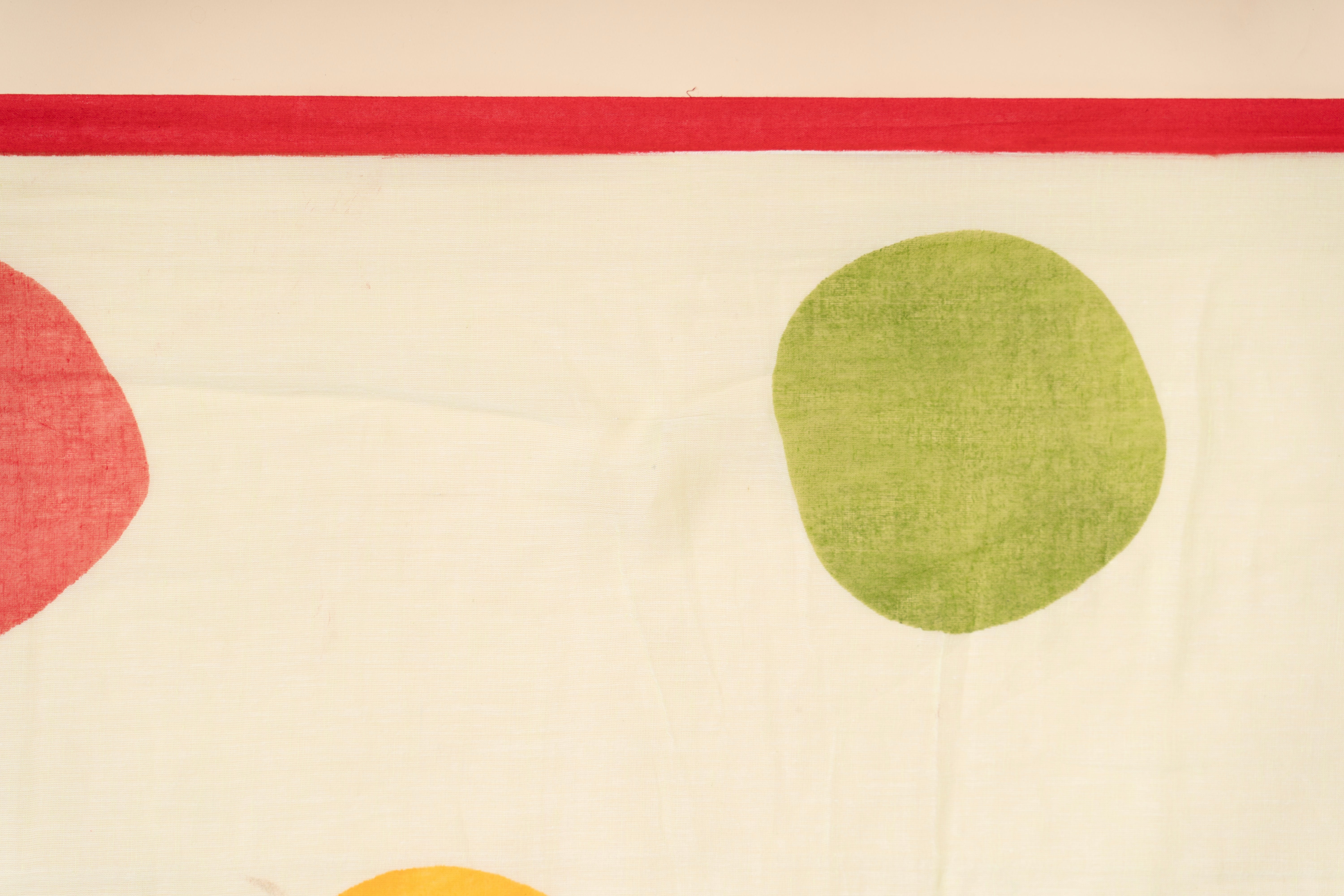 Mul cotton saree with handpainted border with polka dots