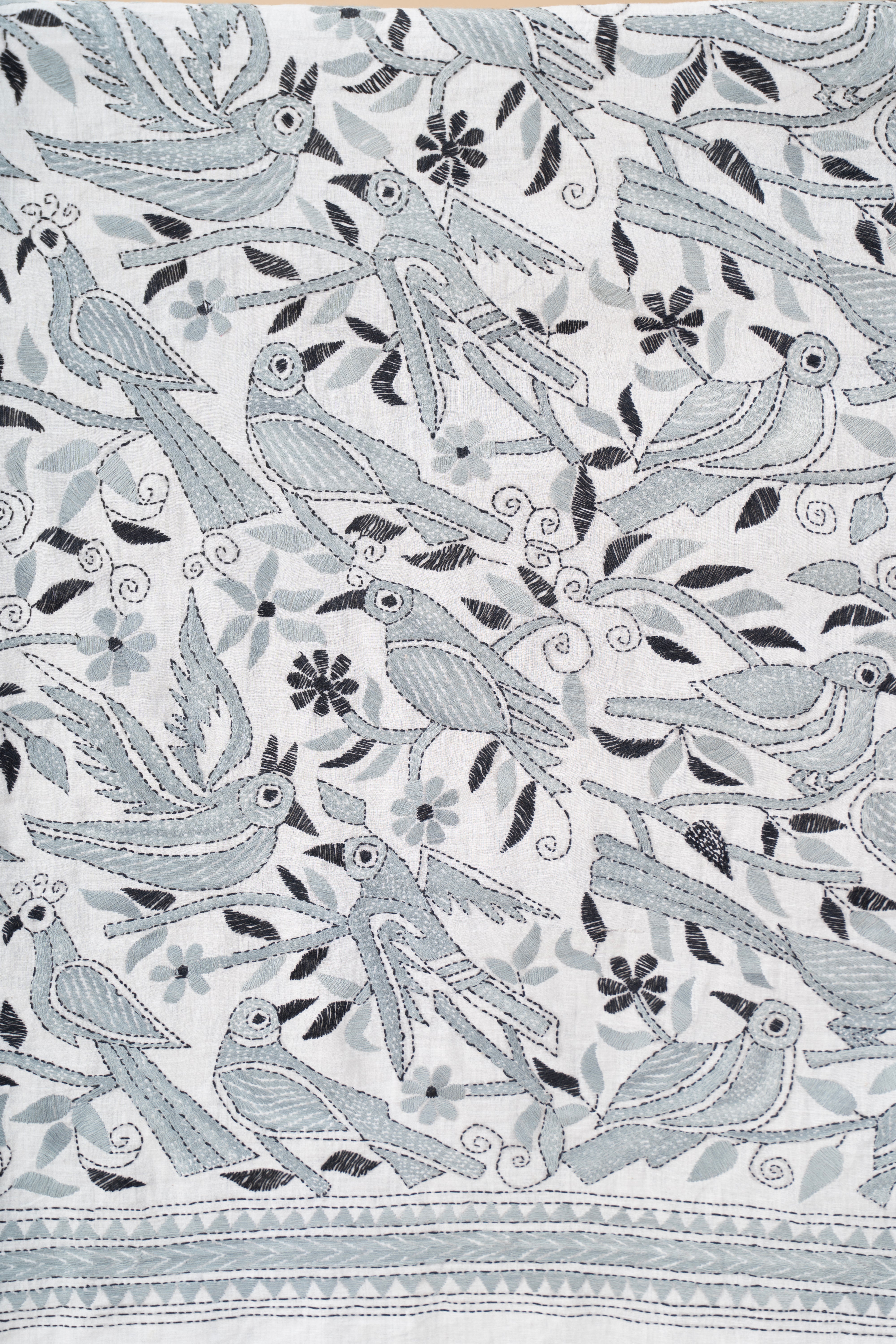 Kantha Work On Handspun and Handwoven Cotton Saree