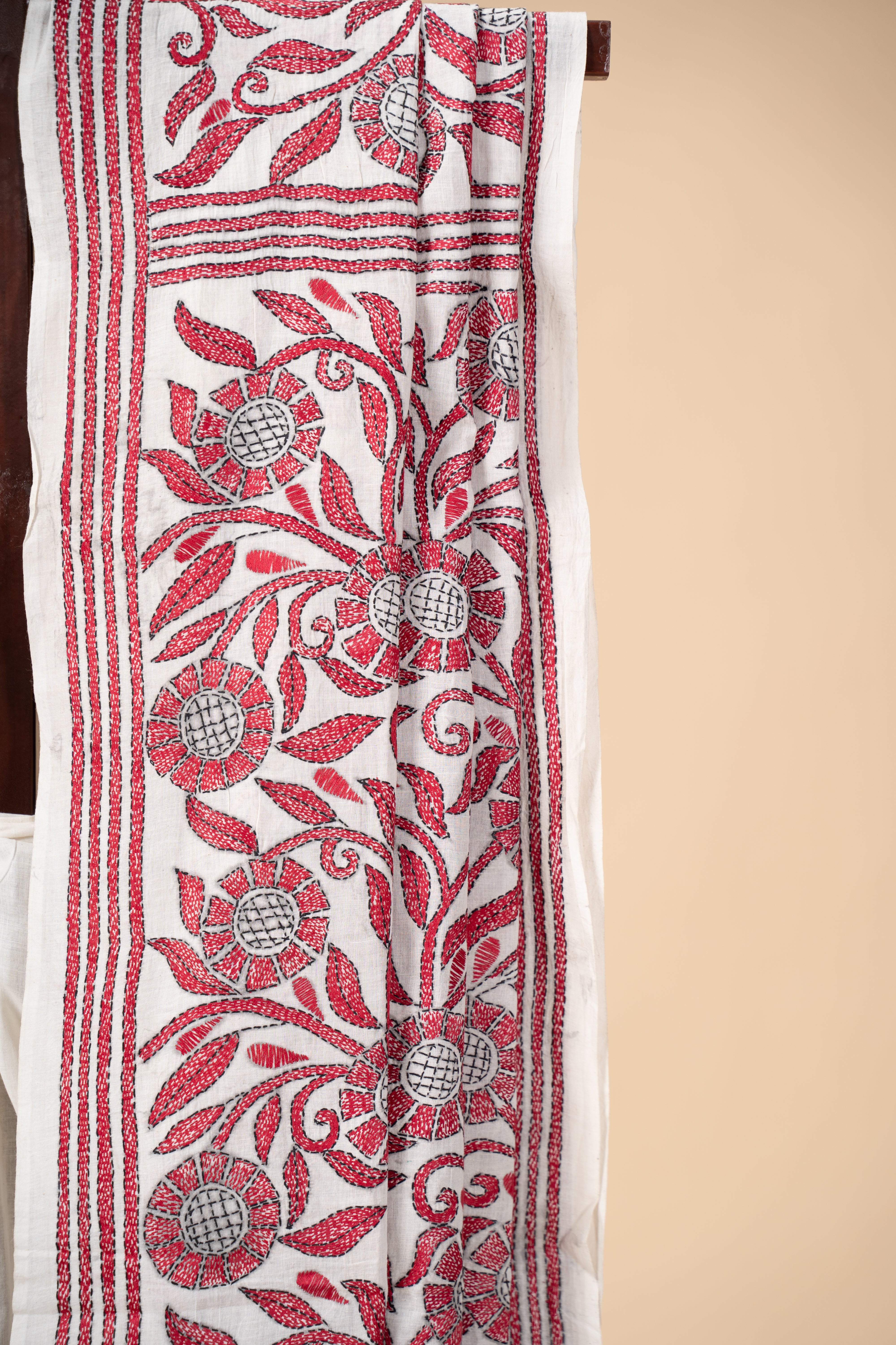 Kantha Work On Handspun and Handwoven Cotton Saree