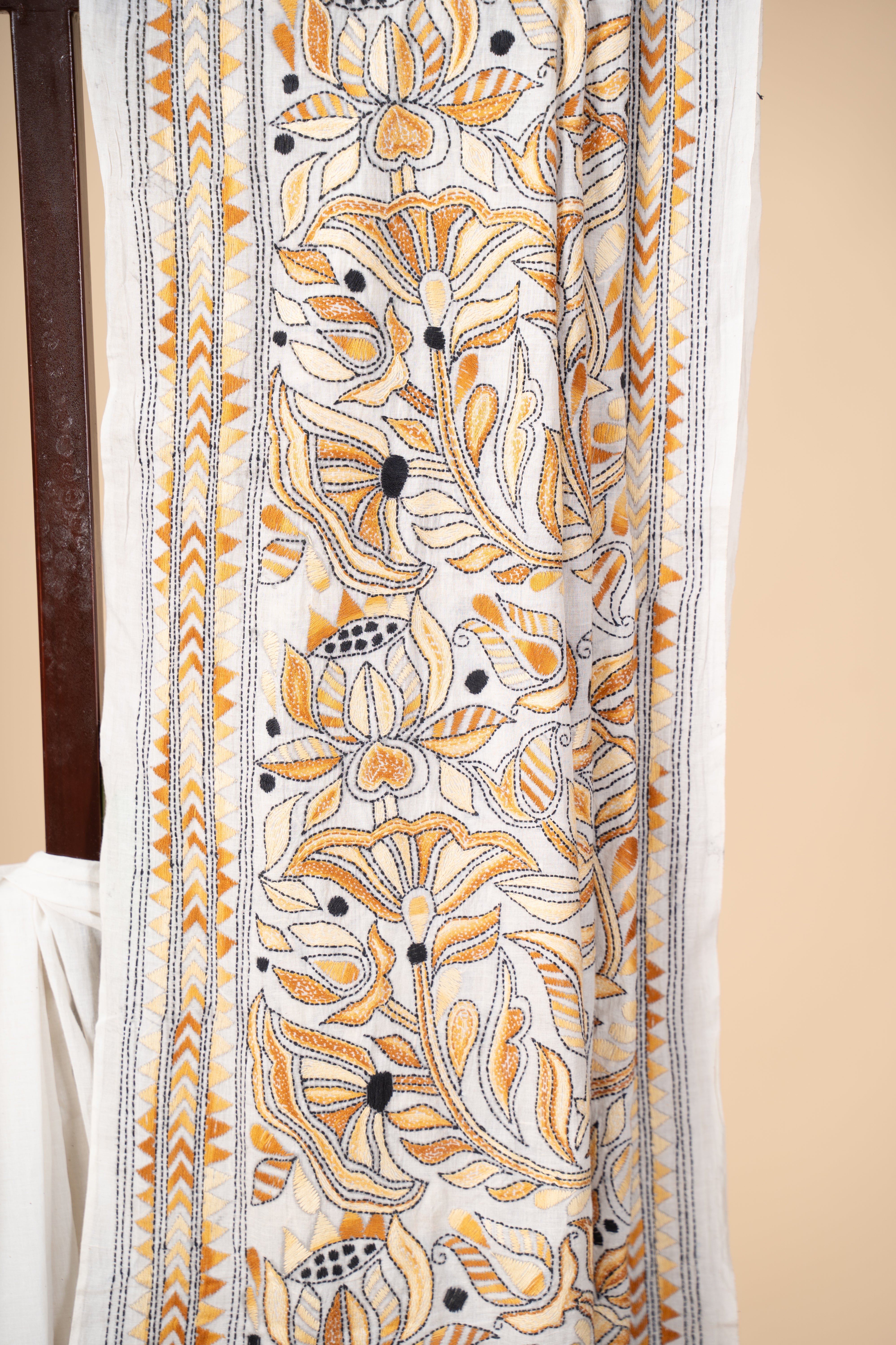 Kantha Work On Handspun and Handwoven Cotton Saree