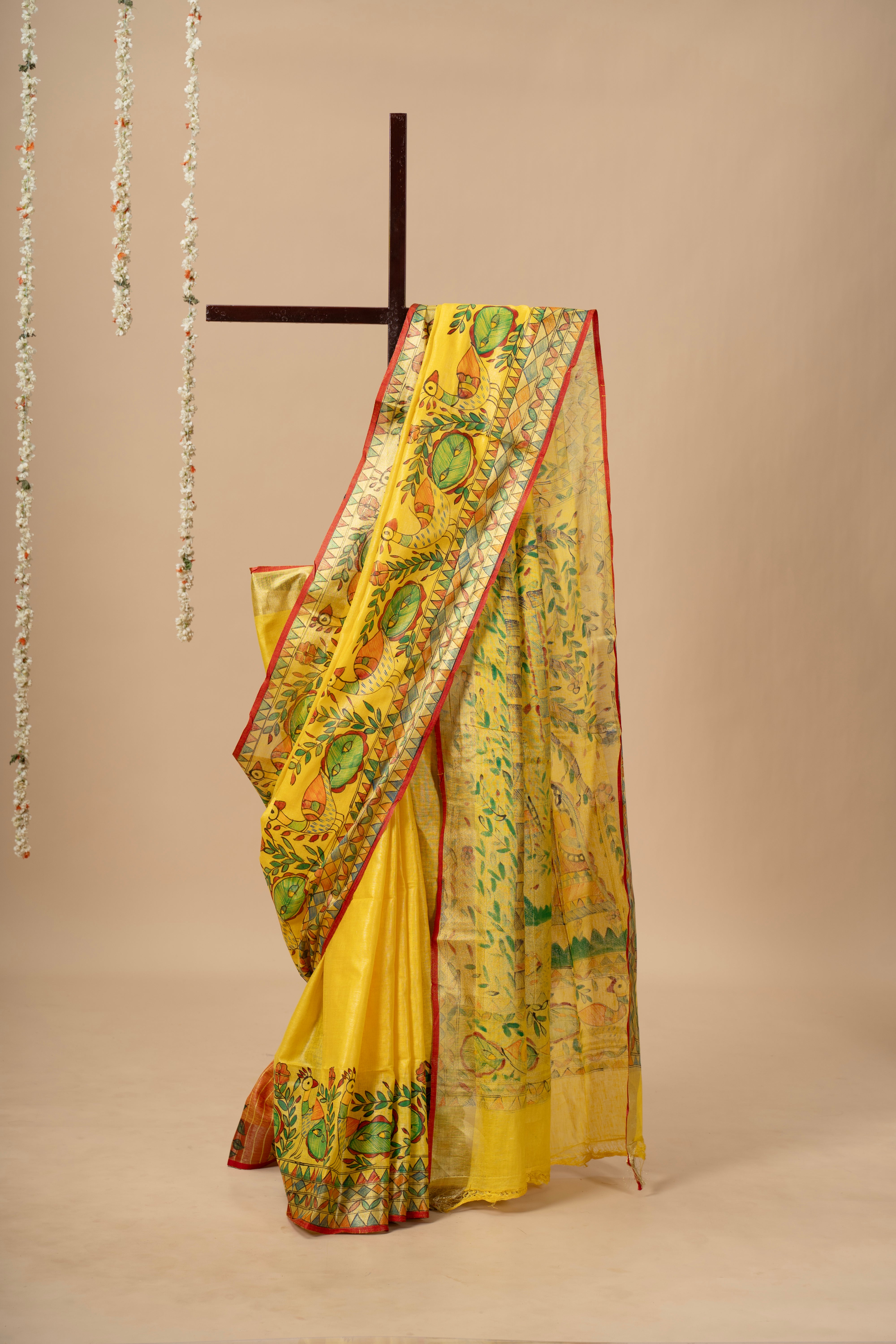 Handpainted Madhubani on Linen