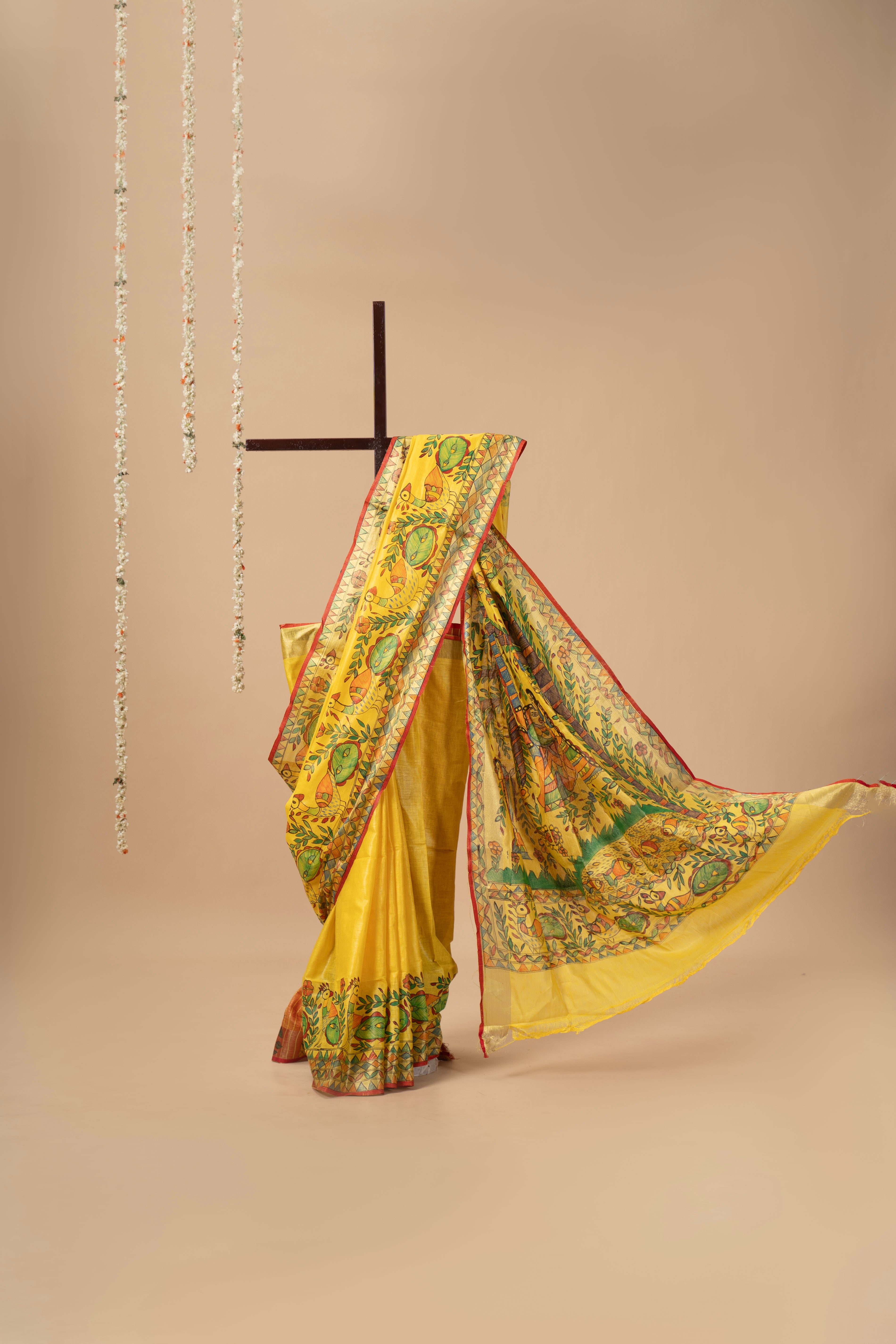 Handpainted Madhubani on Linen