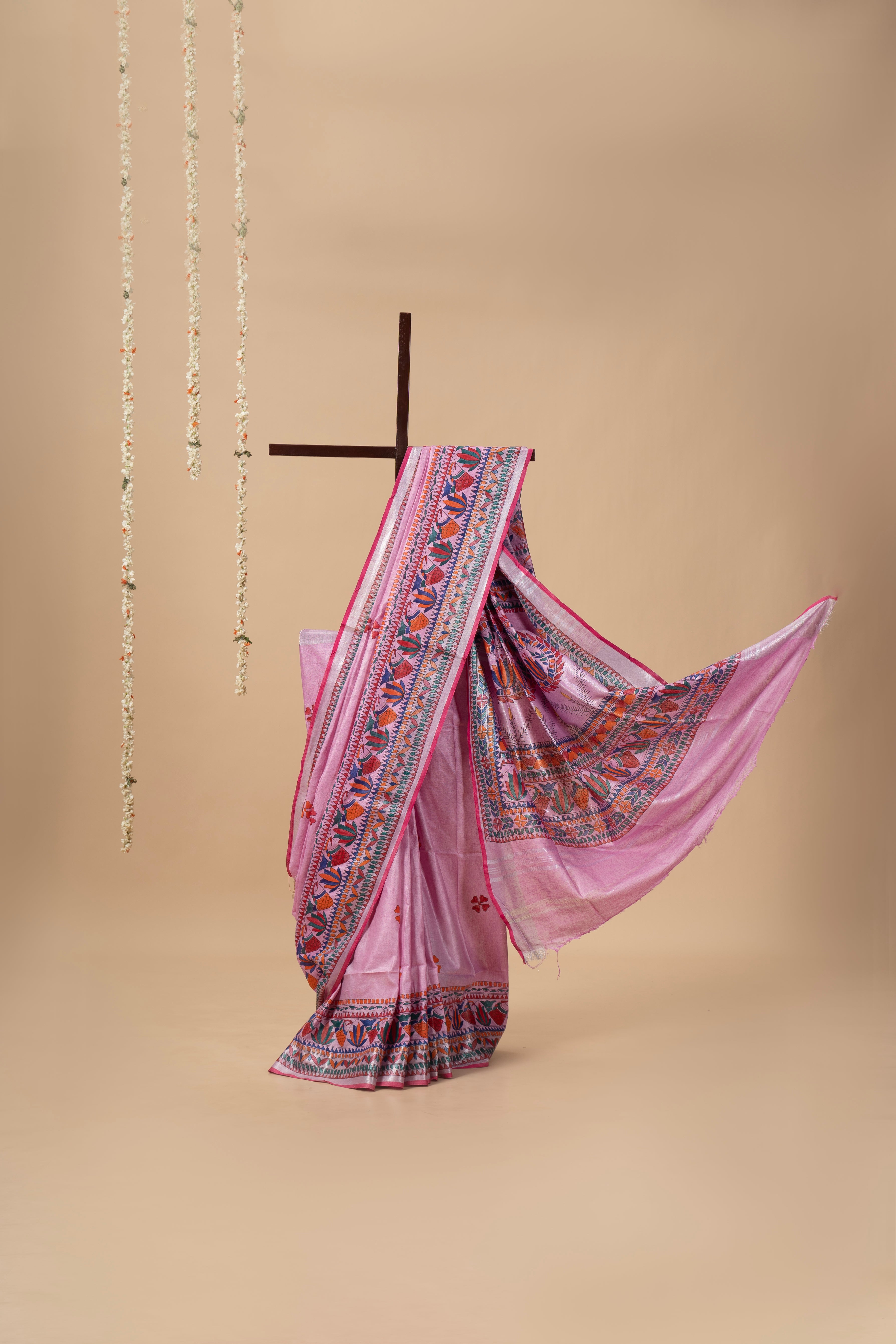 Handpainted Madhubani on Linen