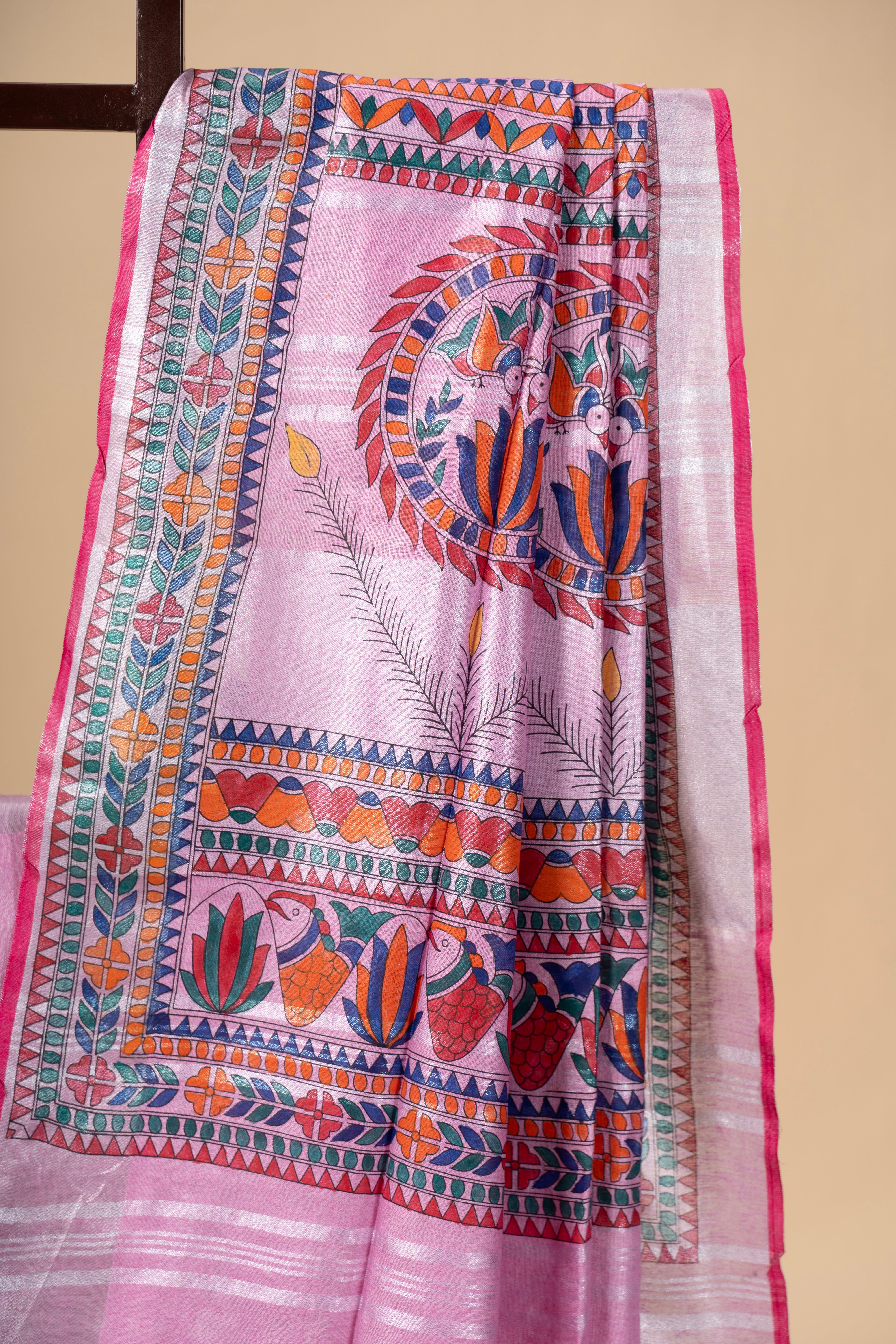 Handpainted Madhubani on Linen