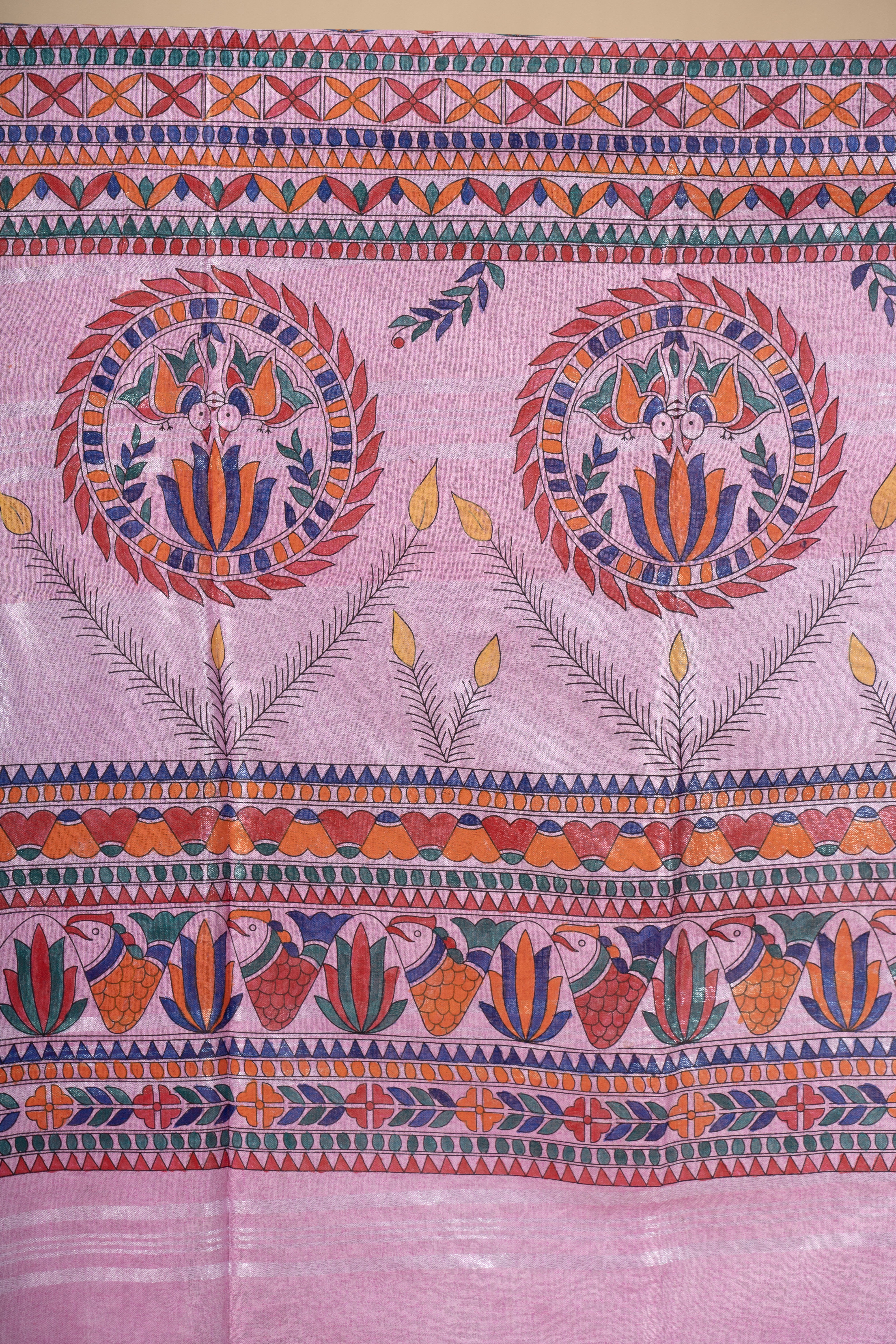 Handpainted Madhubani on Linen