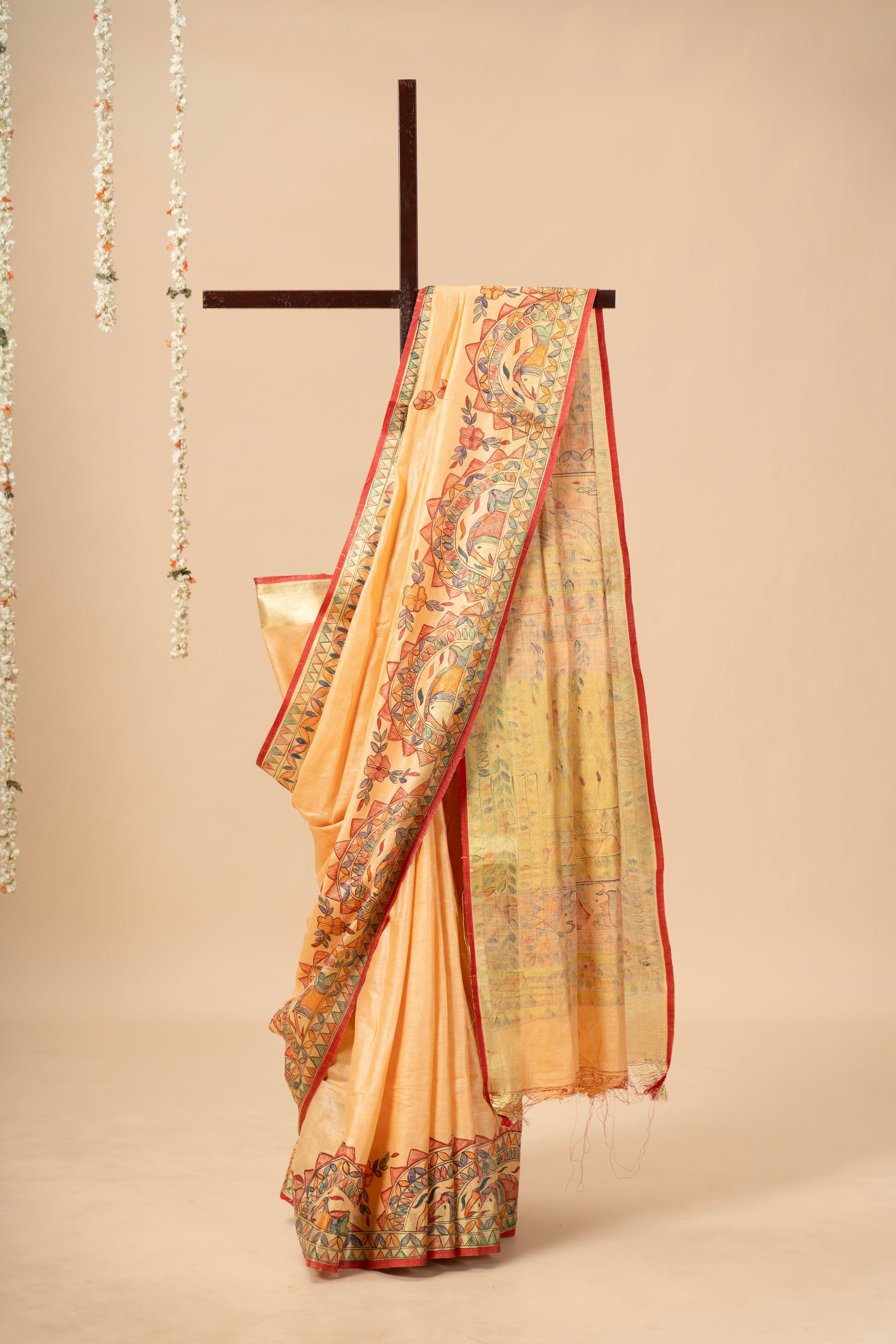 Handpainted Madhubani on Linen