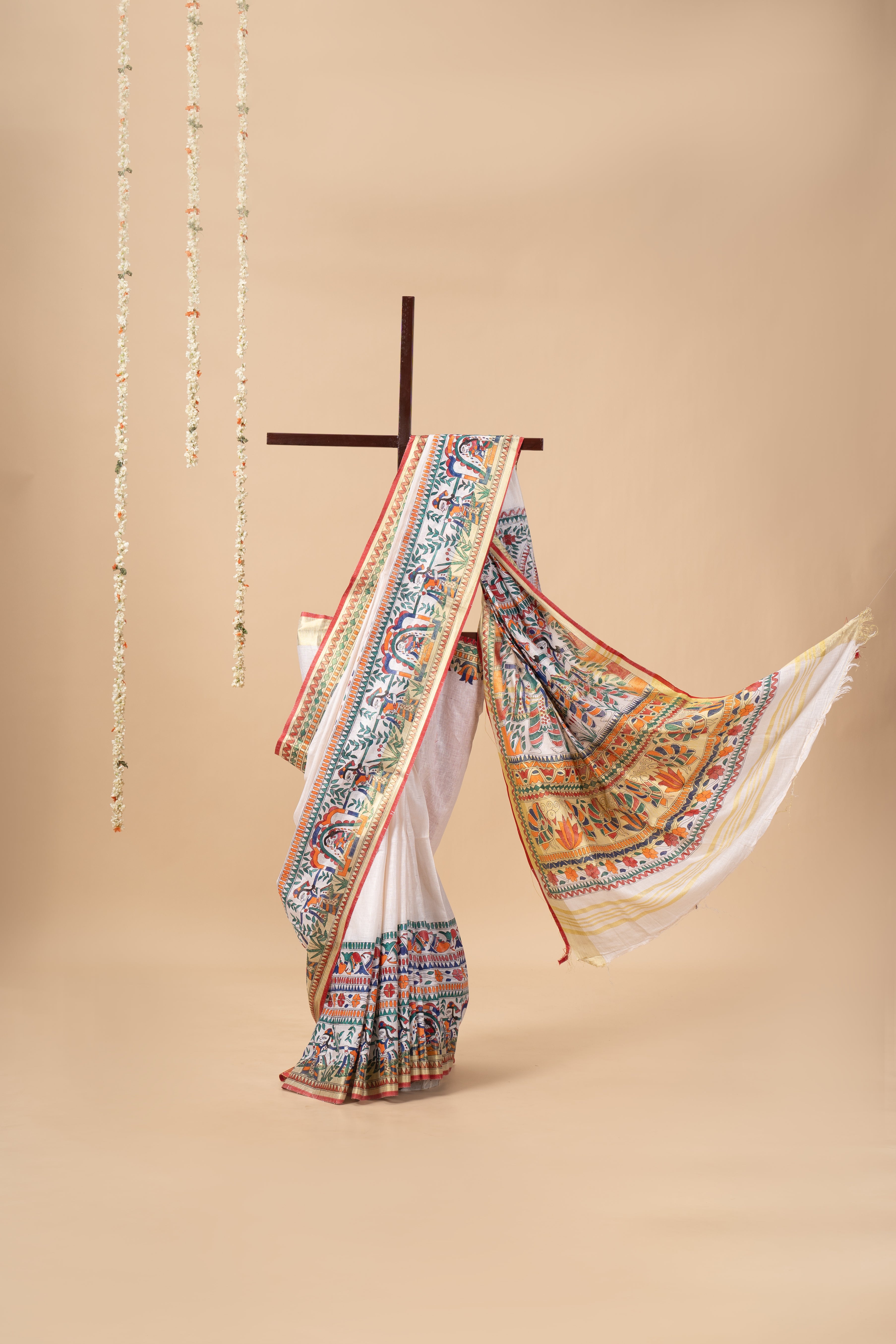 Handpainted Madhubani on Linen