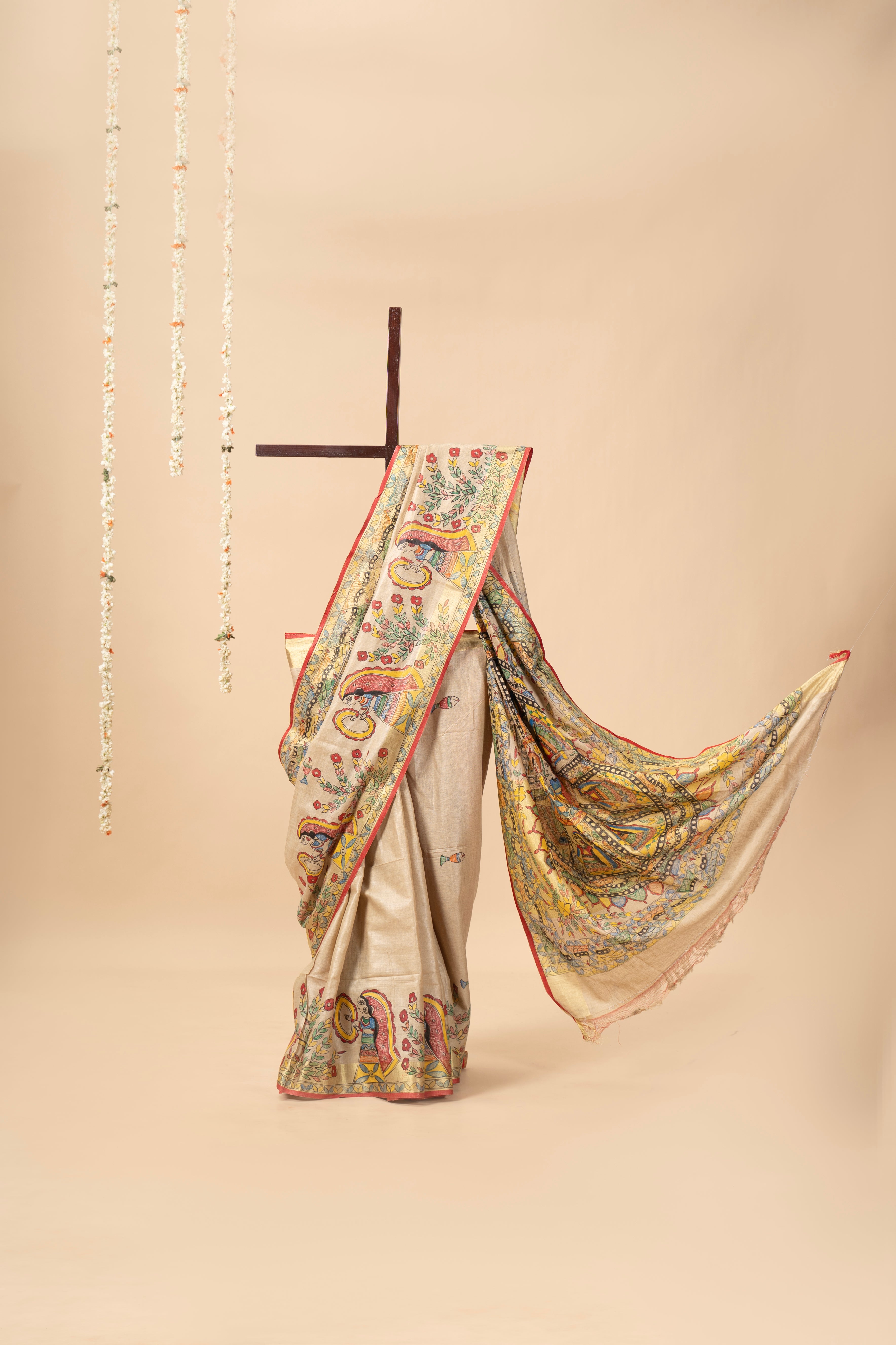 Handpainted Madhubani on Linen