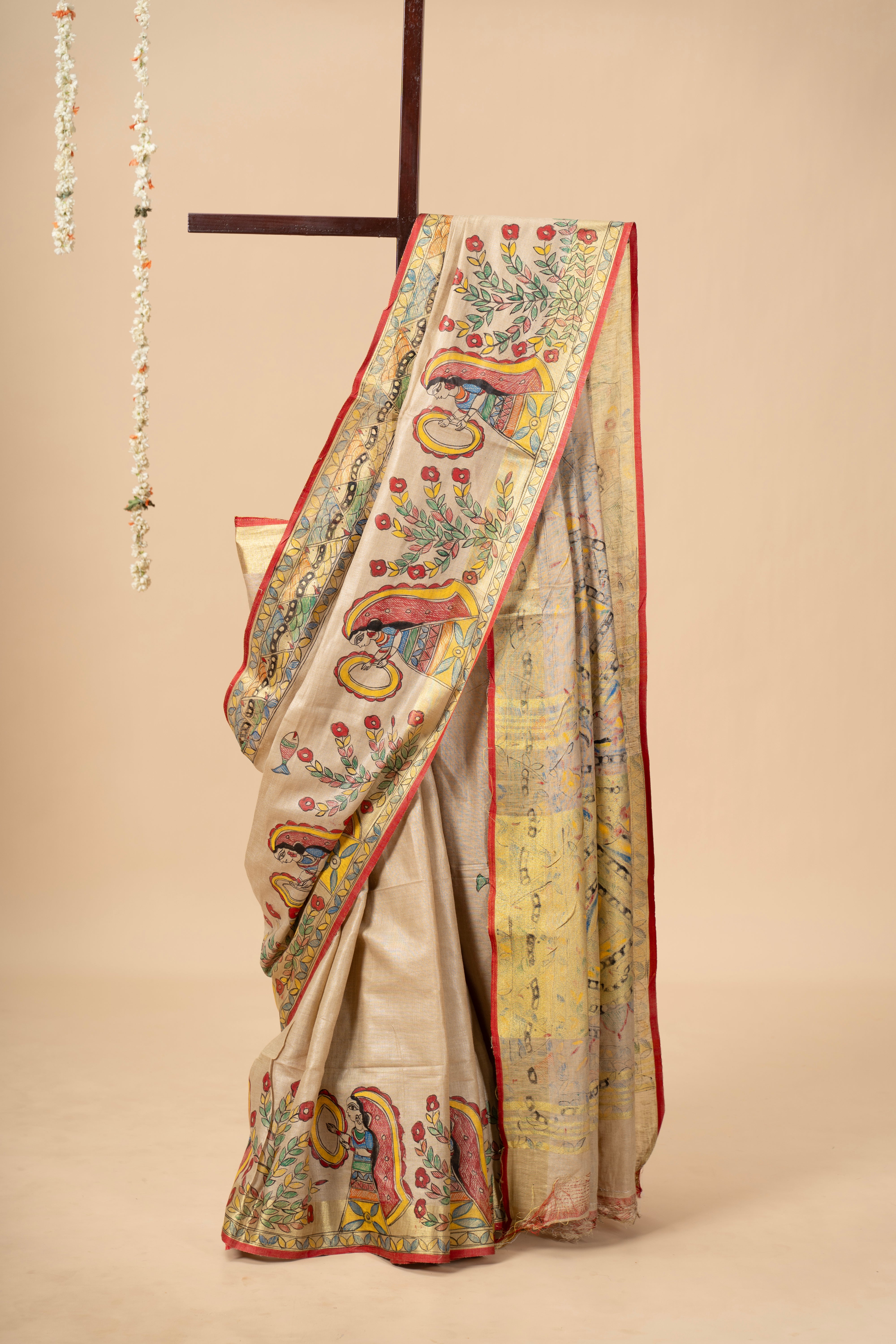 Handpainted Madhubani on Linen