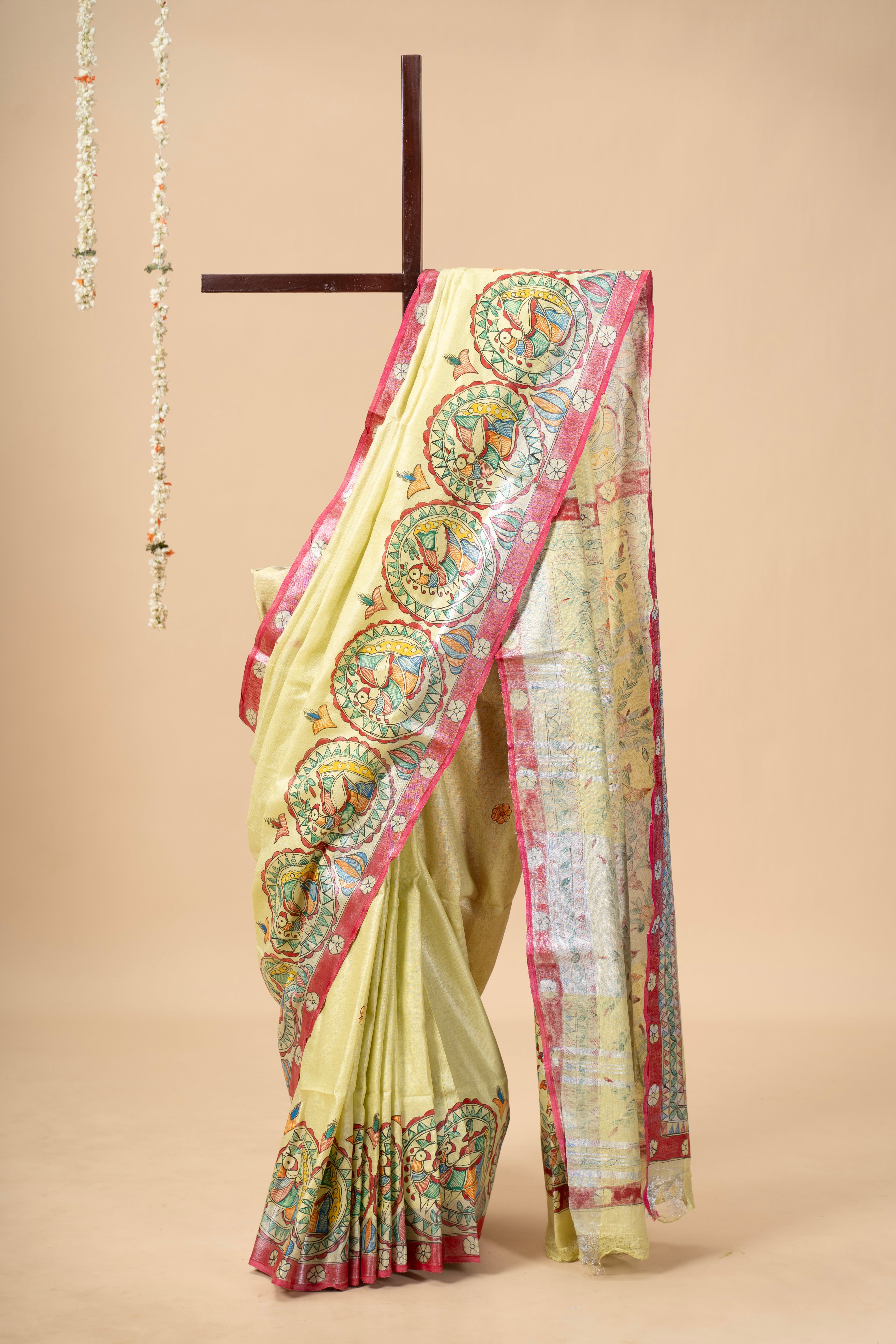 Handpainted Madhubani on Linen