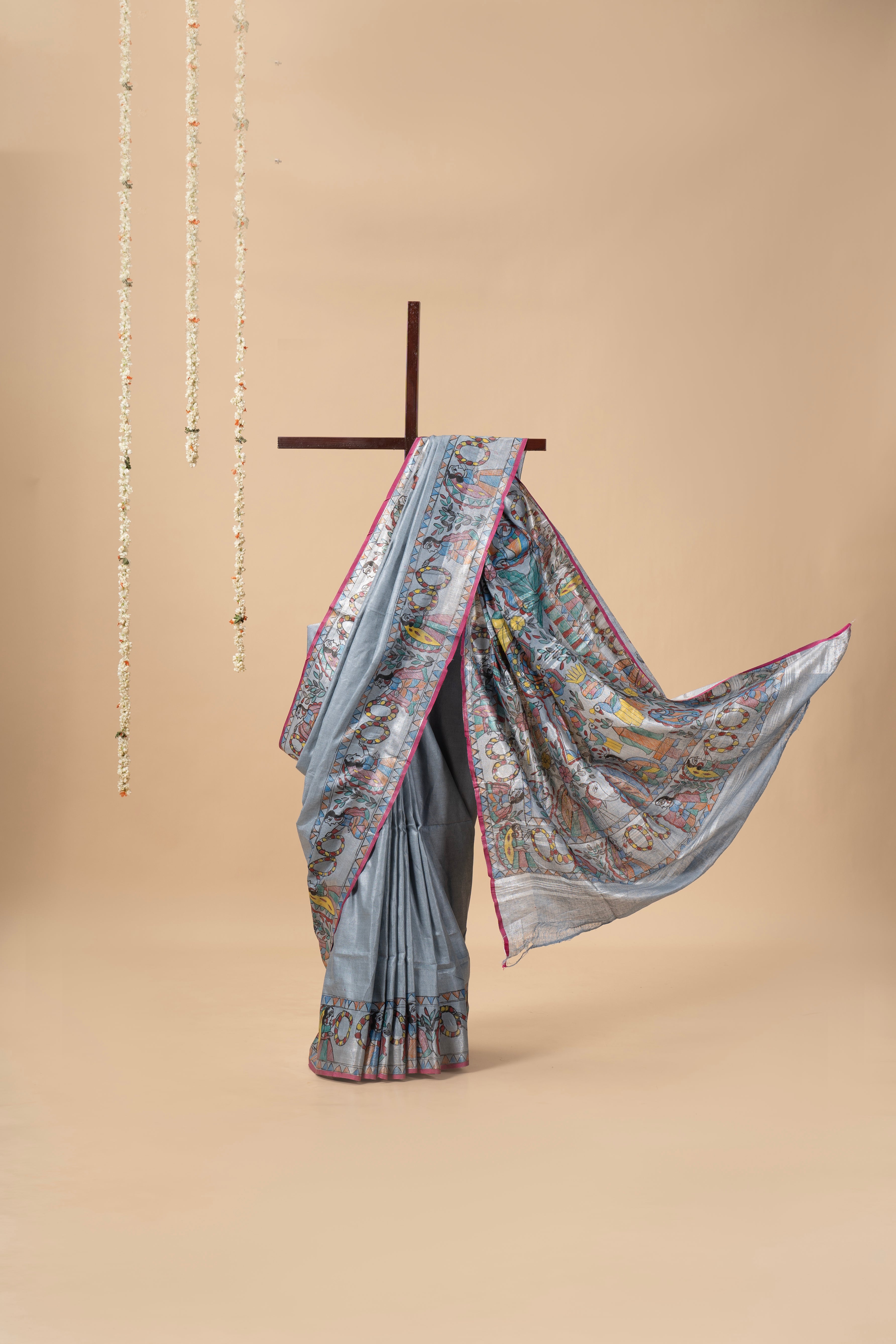 Handpainted Madhubani on Linen