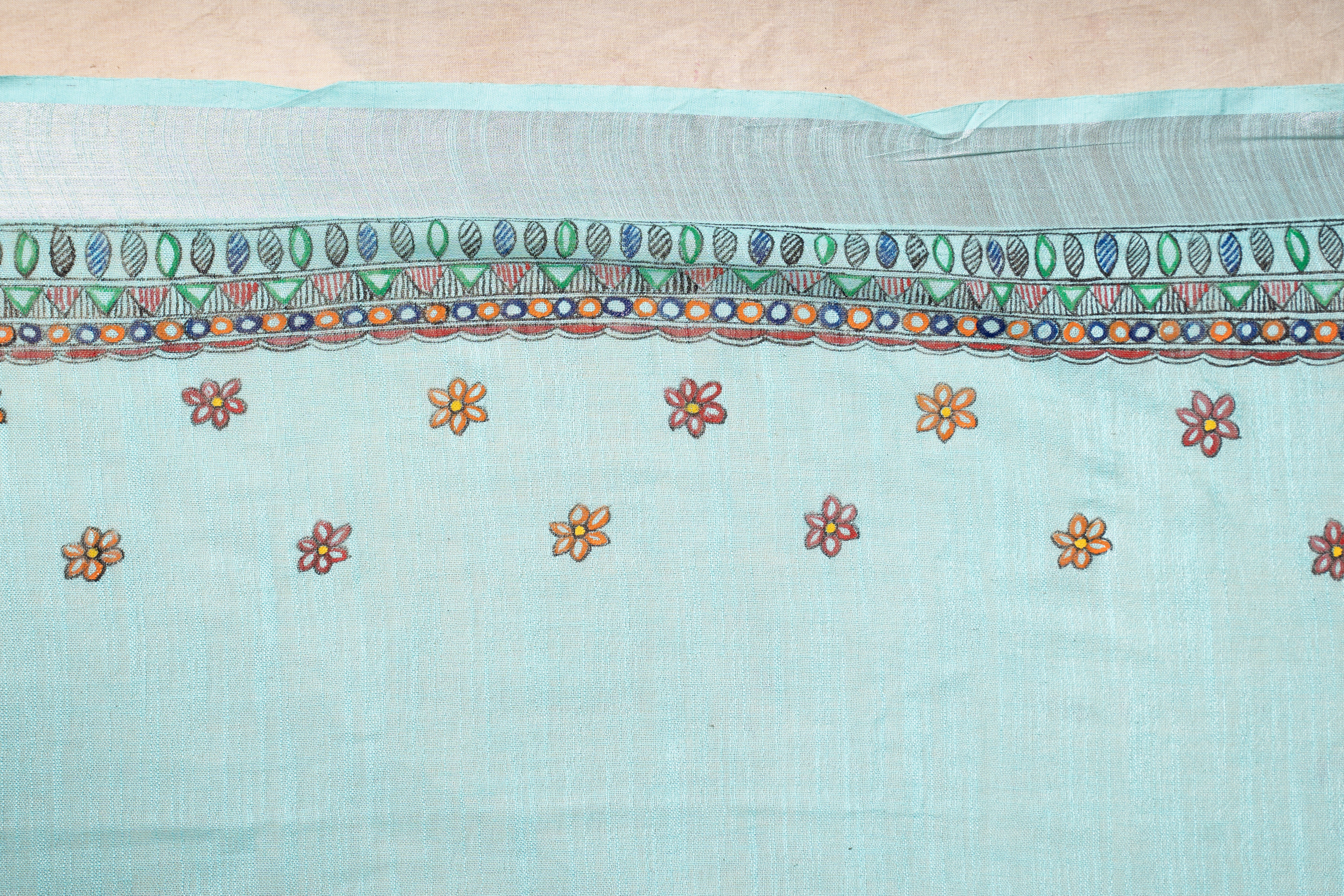 Handpainted Madhubani on Linen